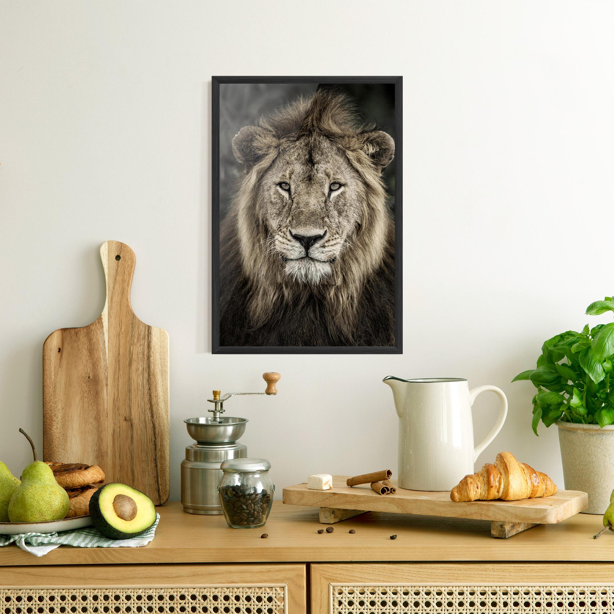 Poster Înrămat Lion Close Up mockup 8