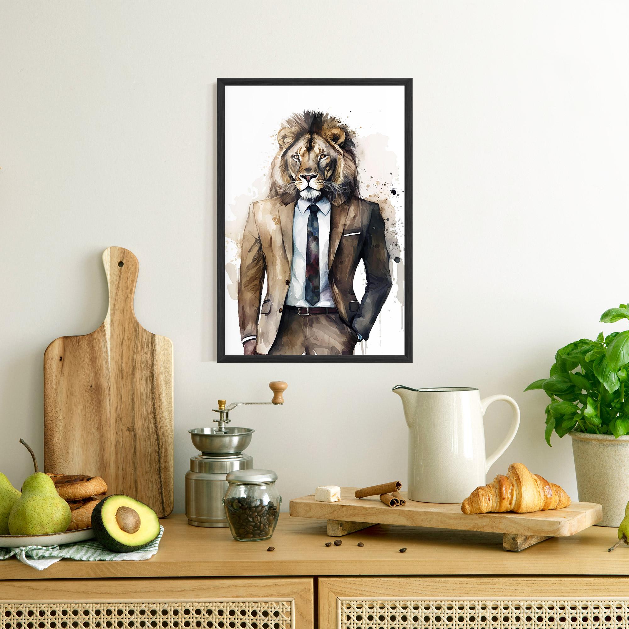 Poster Înrămat Lion In Suit mockup 8