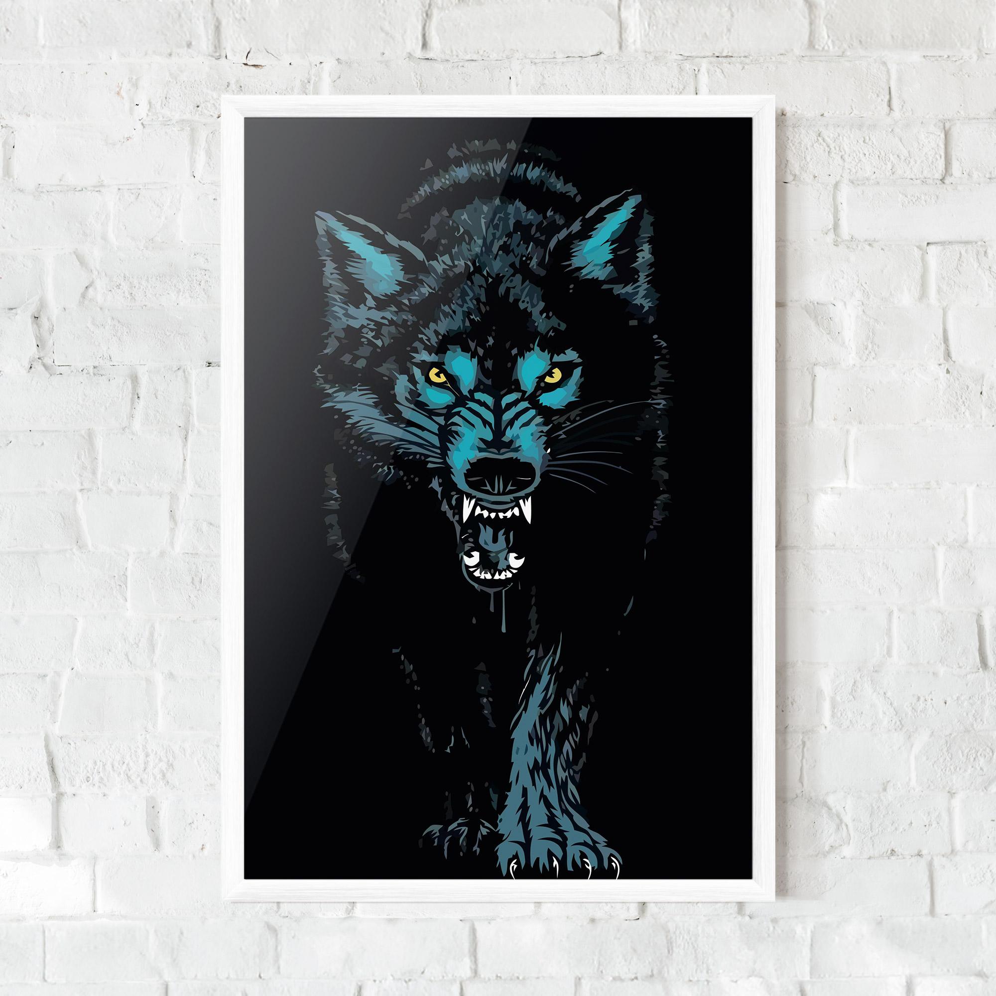Poster Înrămat Blue Wolf mockup 0