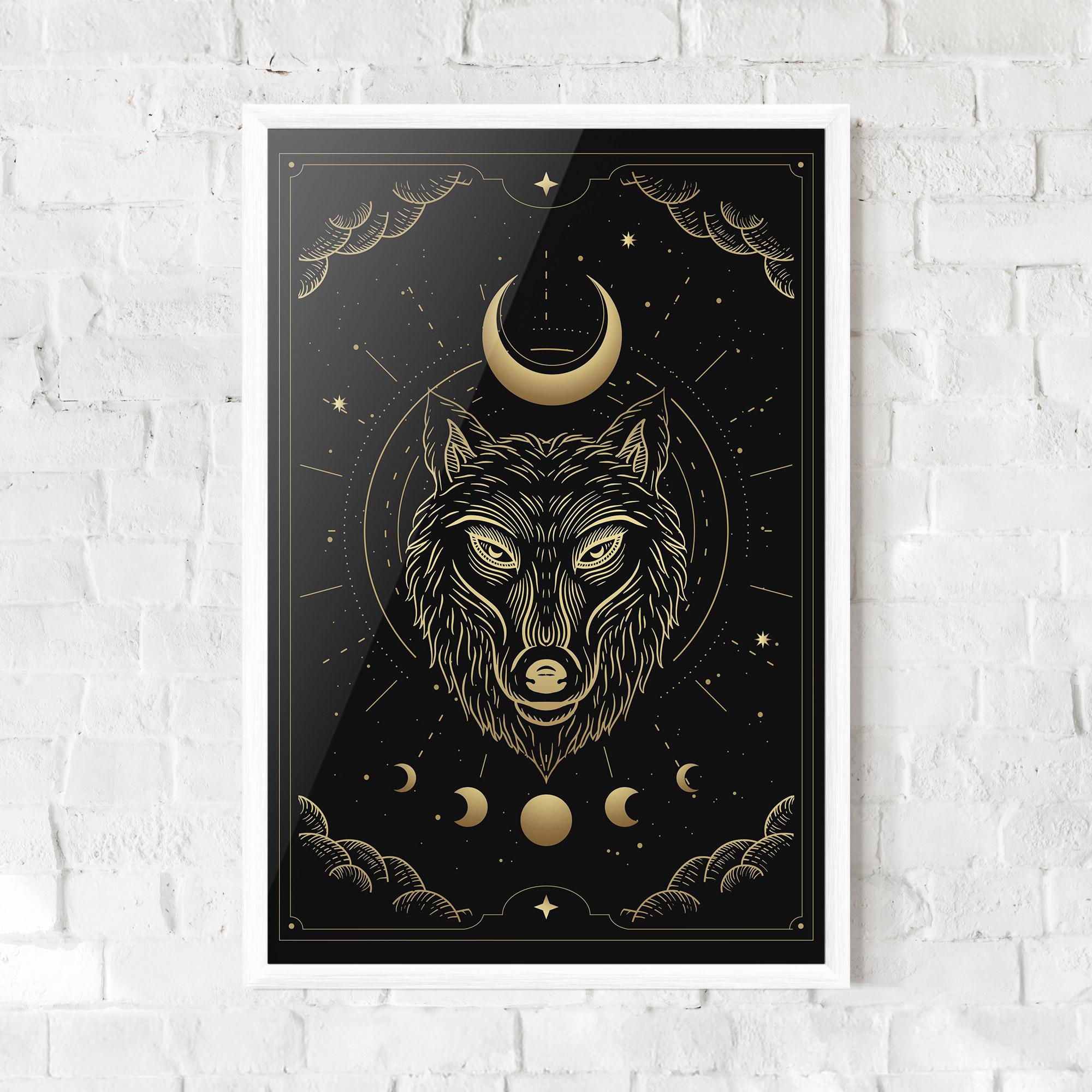 Poster Înrămat Gold Line Wolf mockup 0