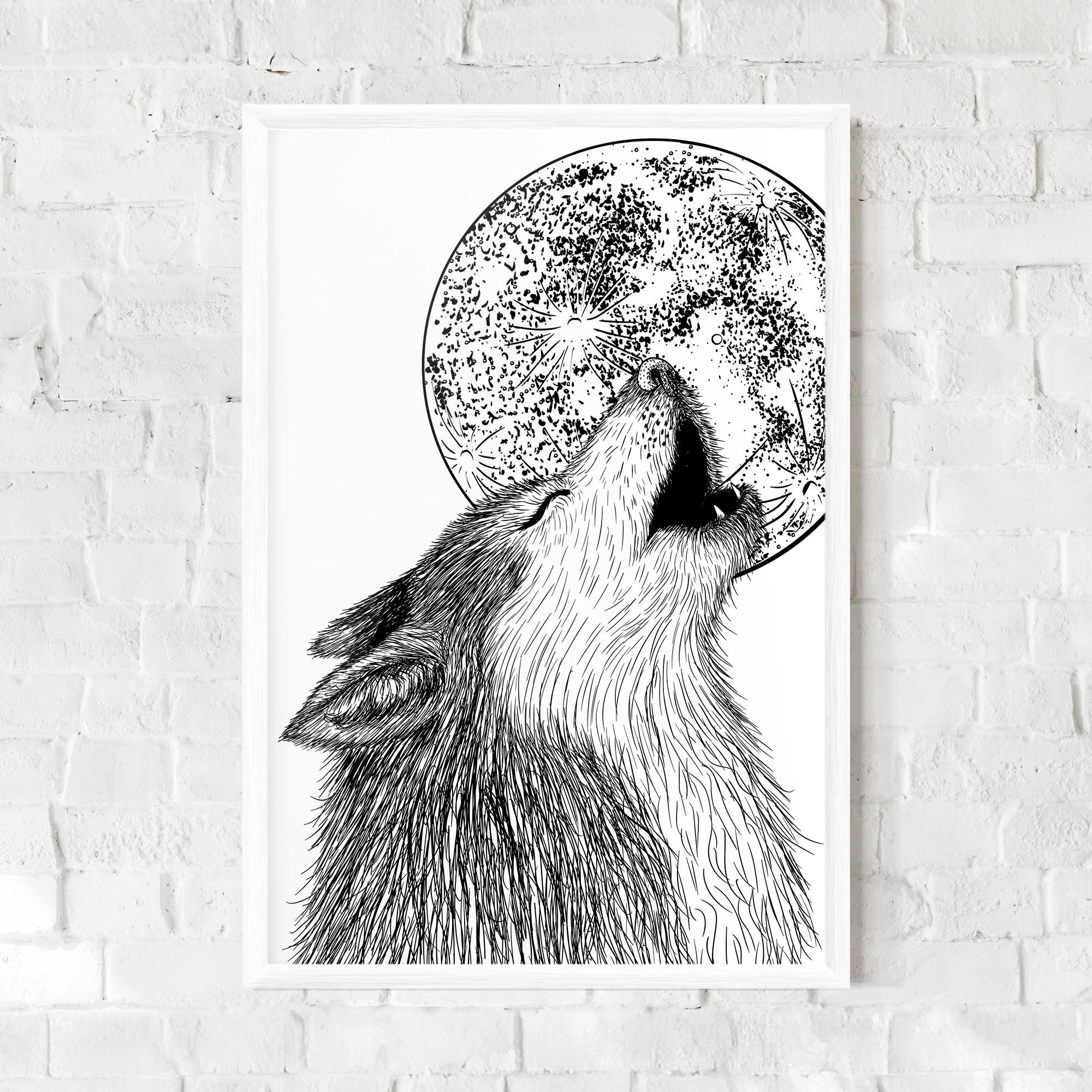Poster Înrămat Pretty Moon Wolf mockup 0