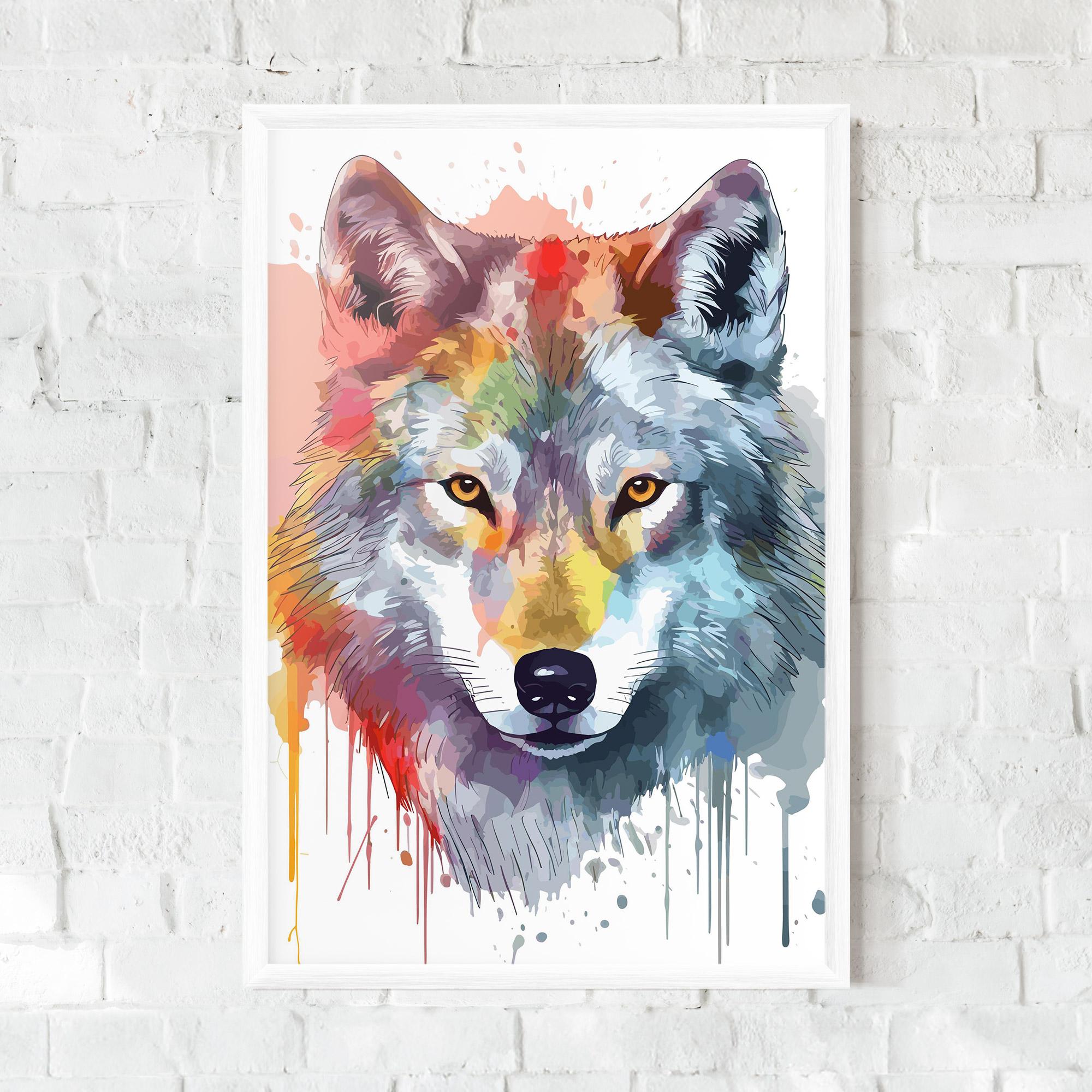 Poster Înrămat Watercolor Wolf mockup 0