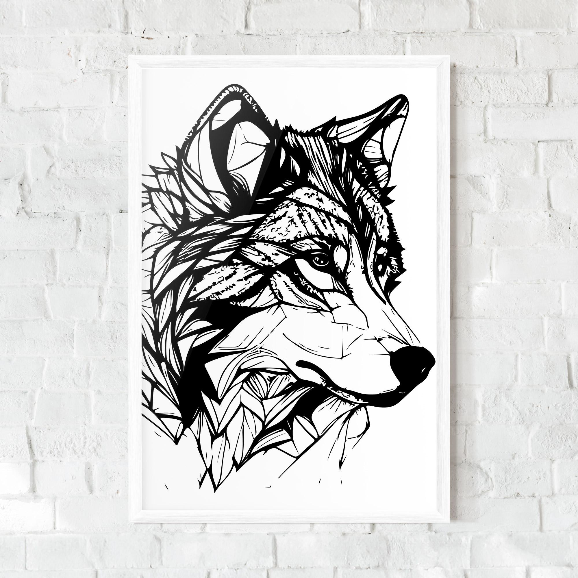 Poster Înrămat Wolf Head Line mockup 0