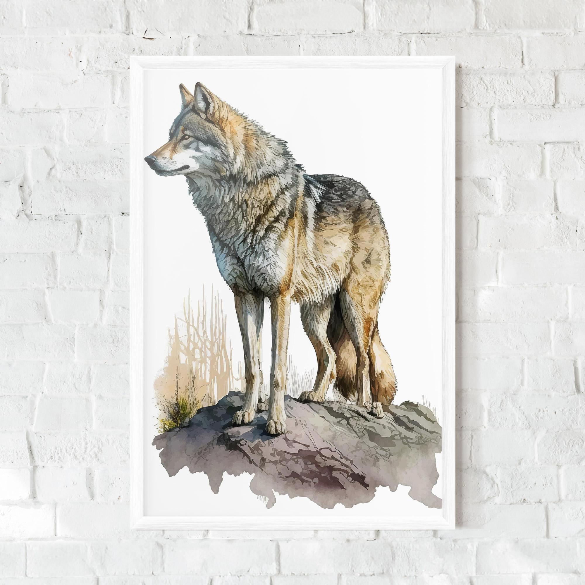 Poster Înrămat Wolf On Rock mockup 0