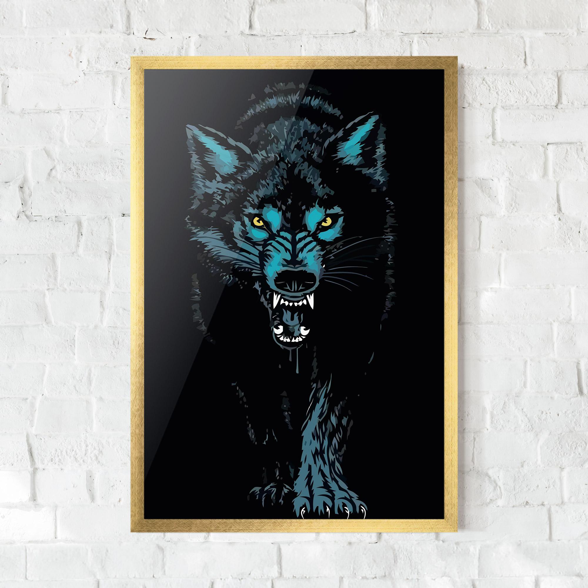 Poster Înrămat Blue Wolf mockup 0