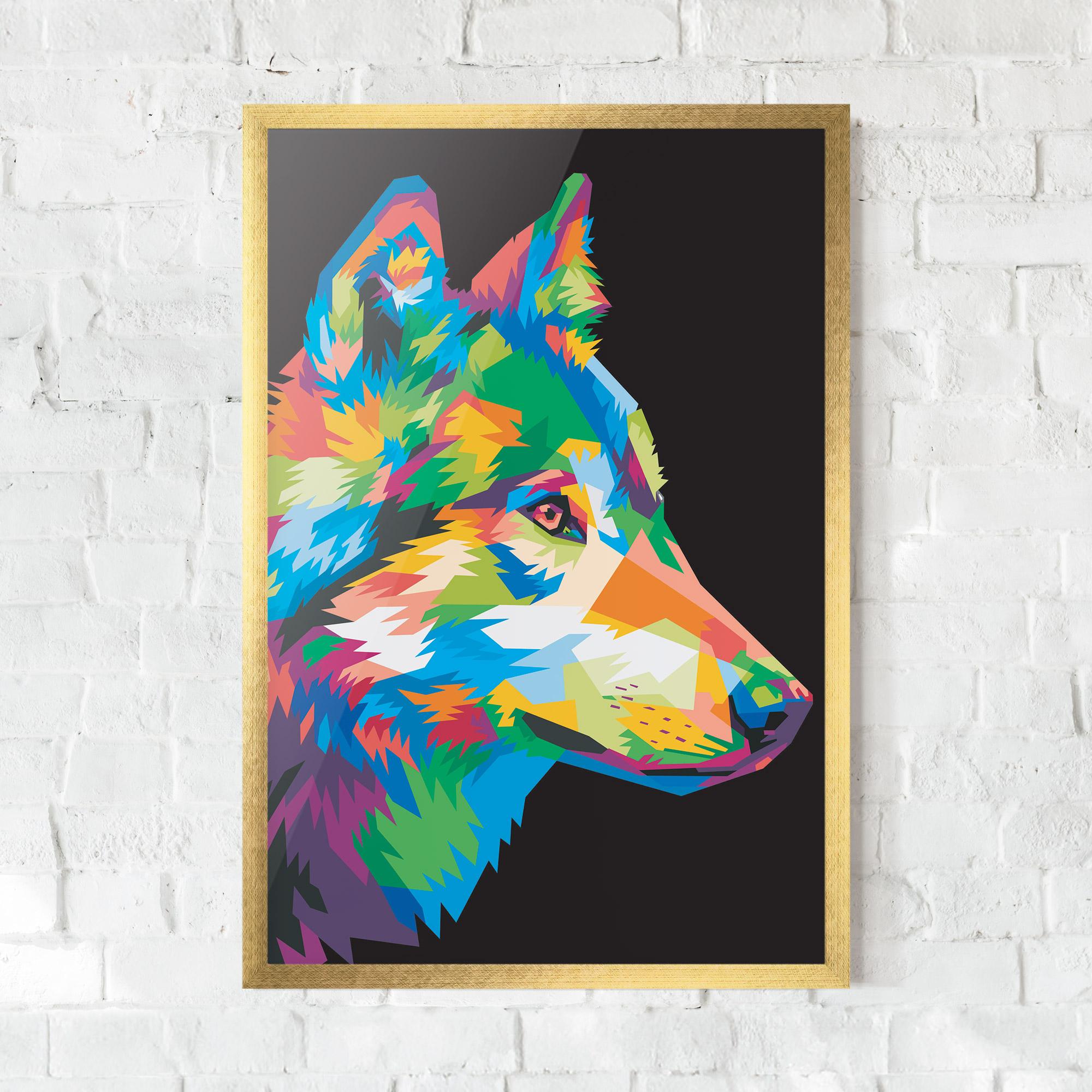 Poster Înrămat Colorful Wolf mockup 0