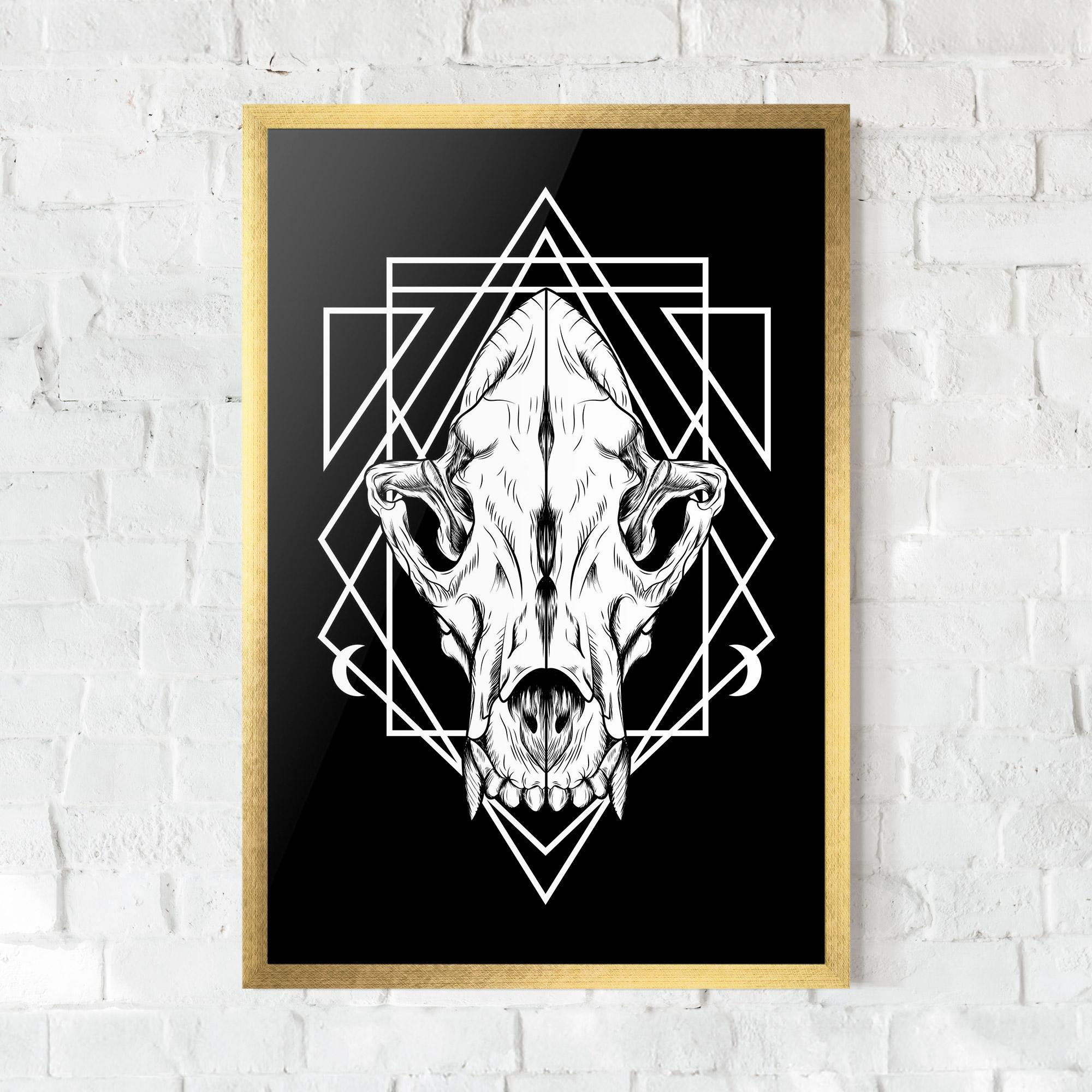 Poster Înrămat Dark Wolf Skull mockup 0