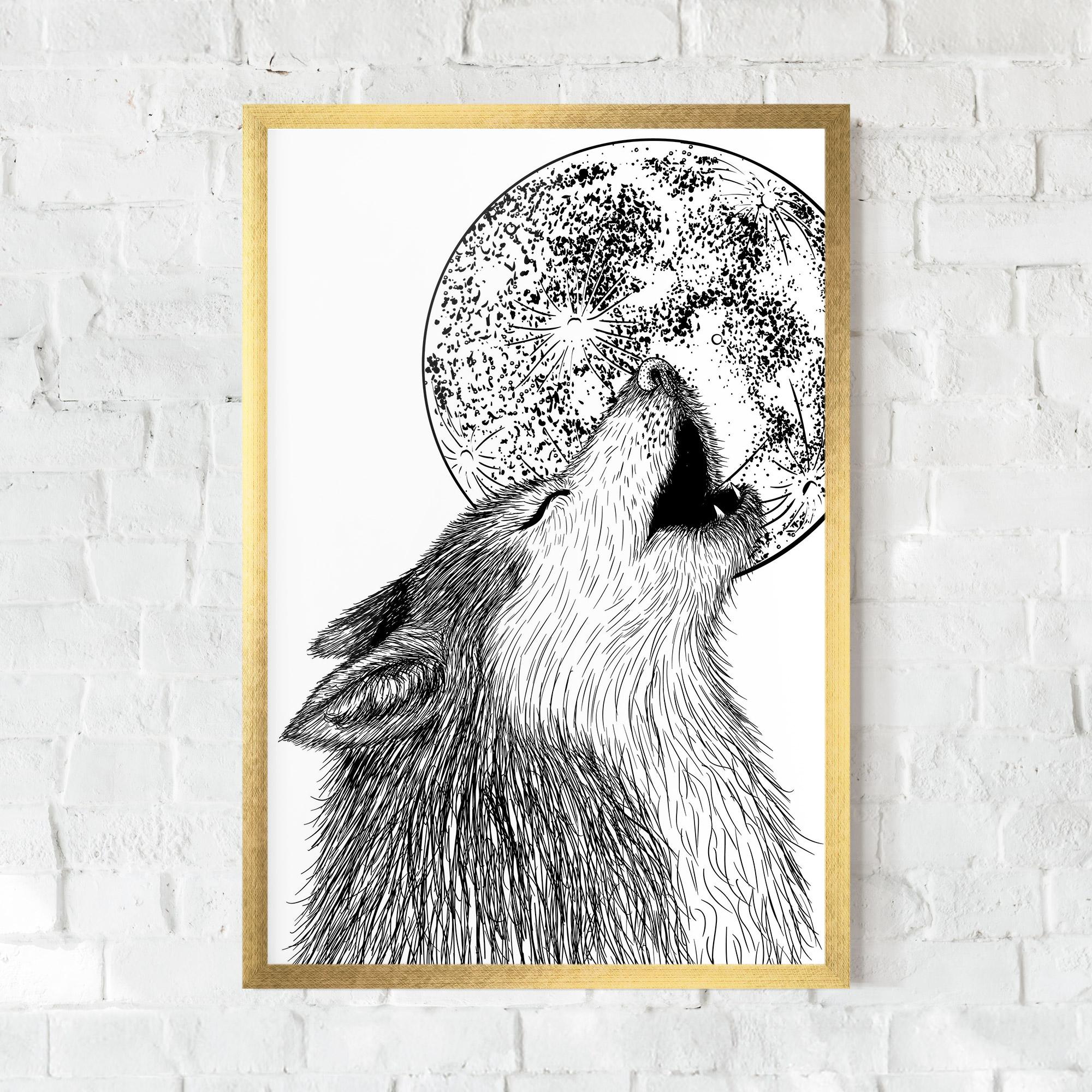 Poster Înrămat Pretty Moon Wolf mockup 0