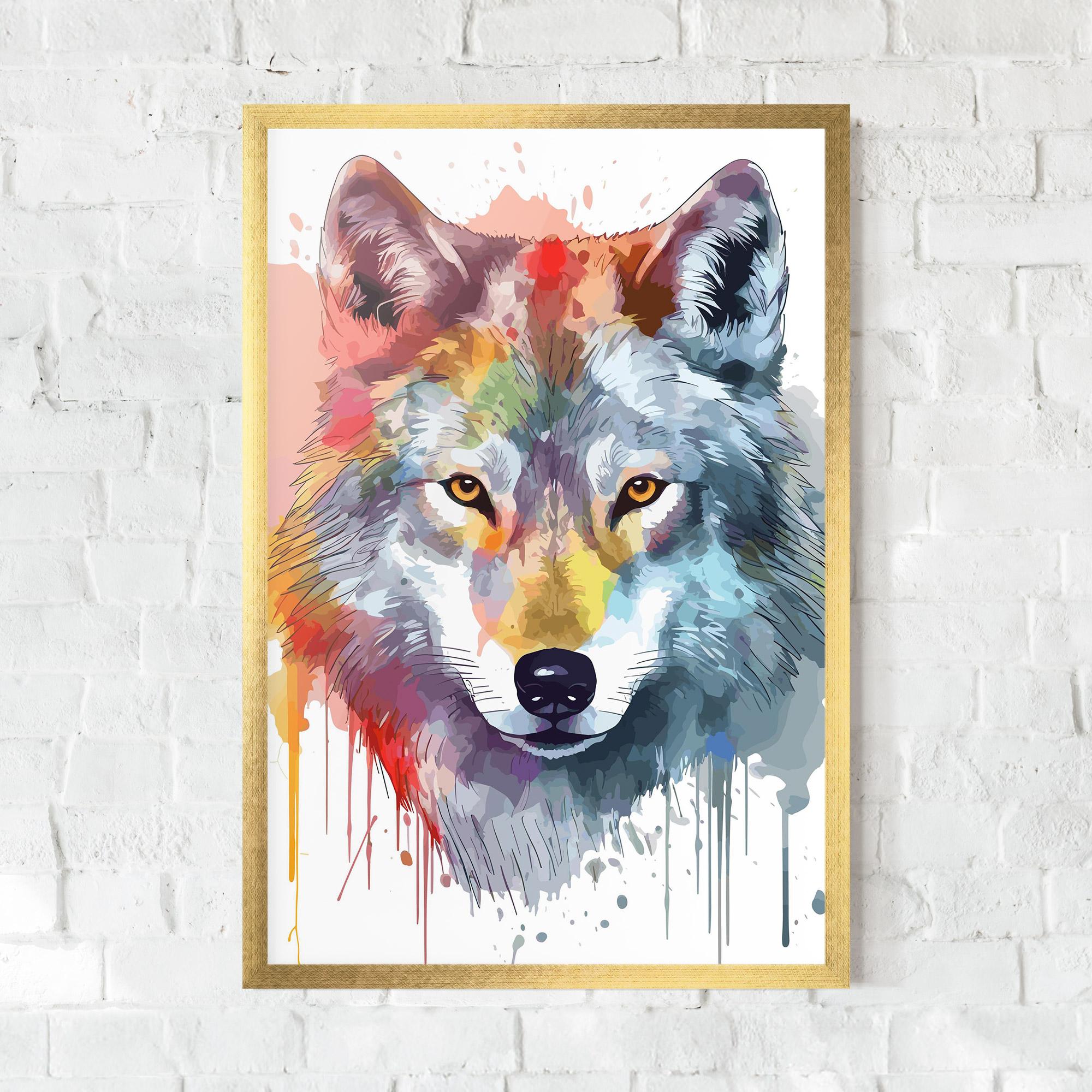 Poster Înrămat Watercolor Wolf mockup 0
