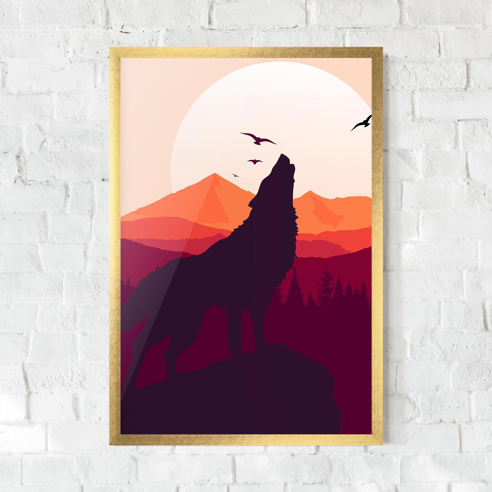 Poster Înrămat Wolf Pink Moon mockup 0