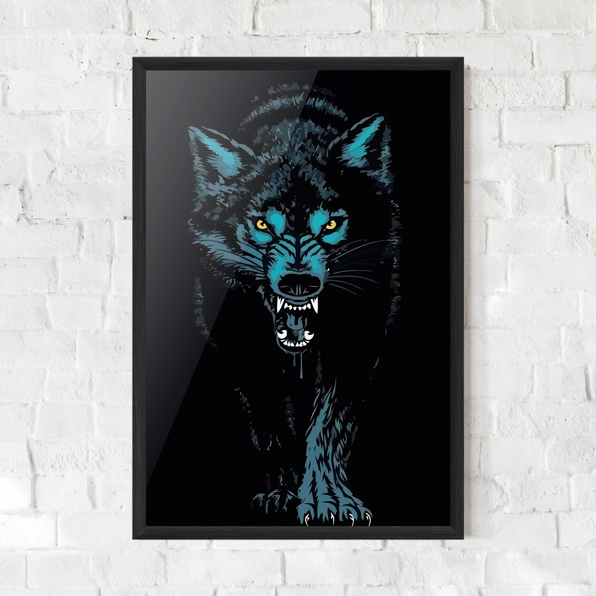 Poster Înrămat Blue Wolf mockup 0