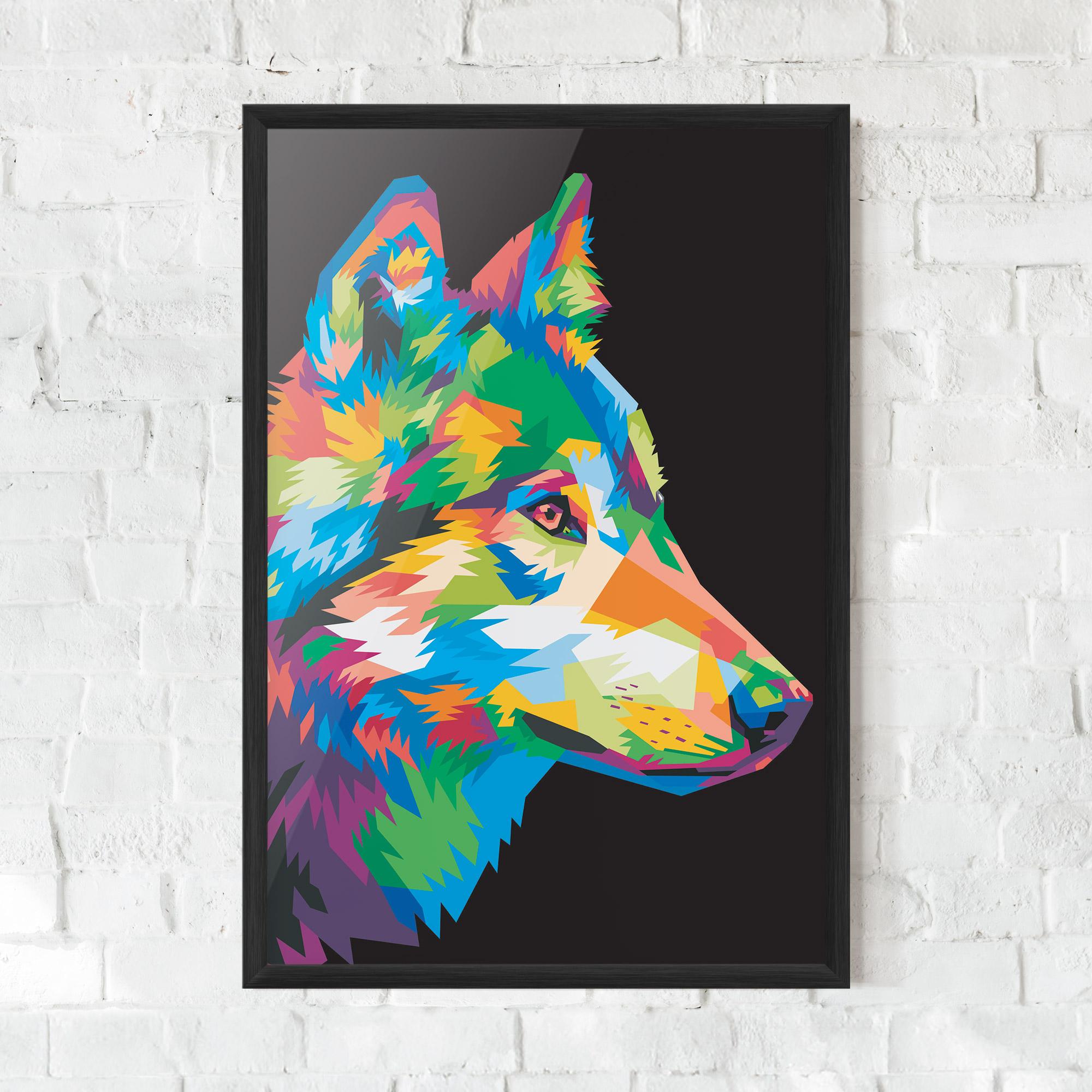 Poster Înrămat Colorful Wolf mockup 0