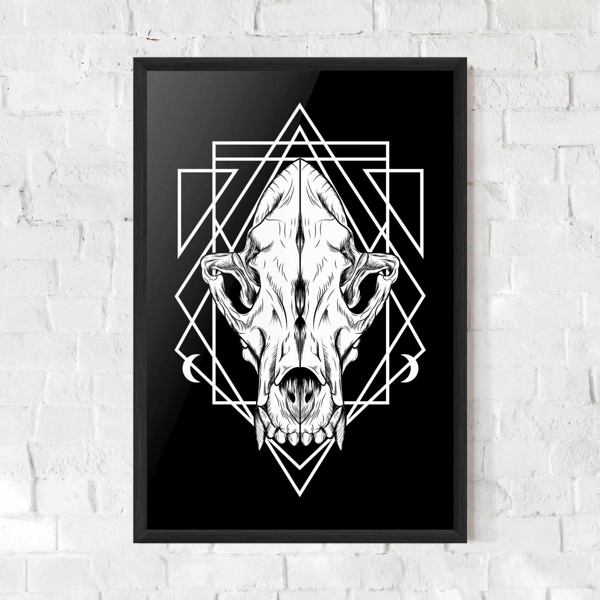 Poster Înrămat Dark Wolf Skull mockup 0