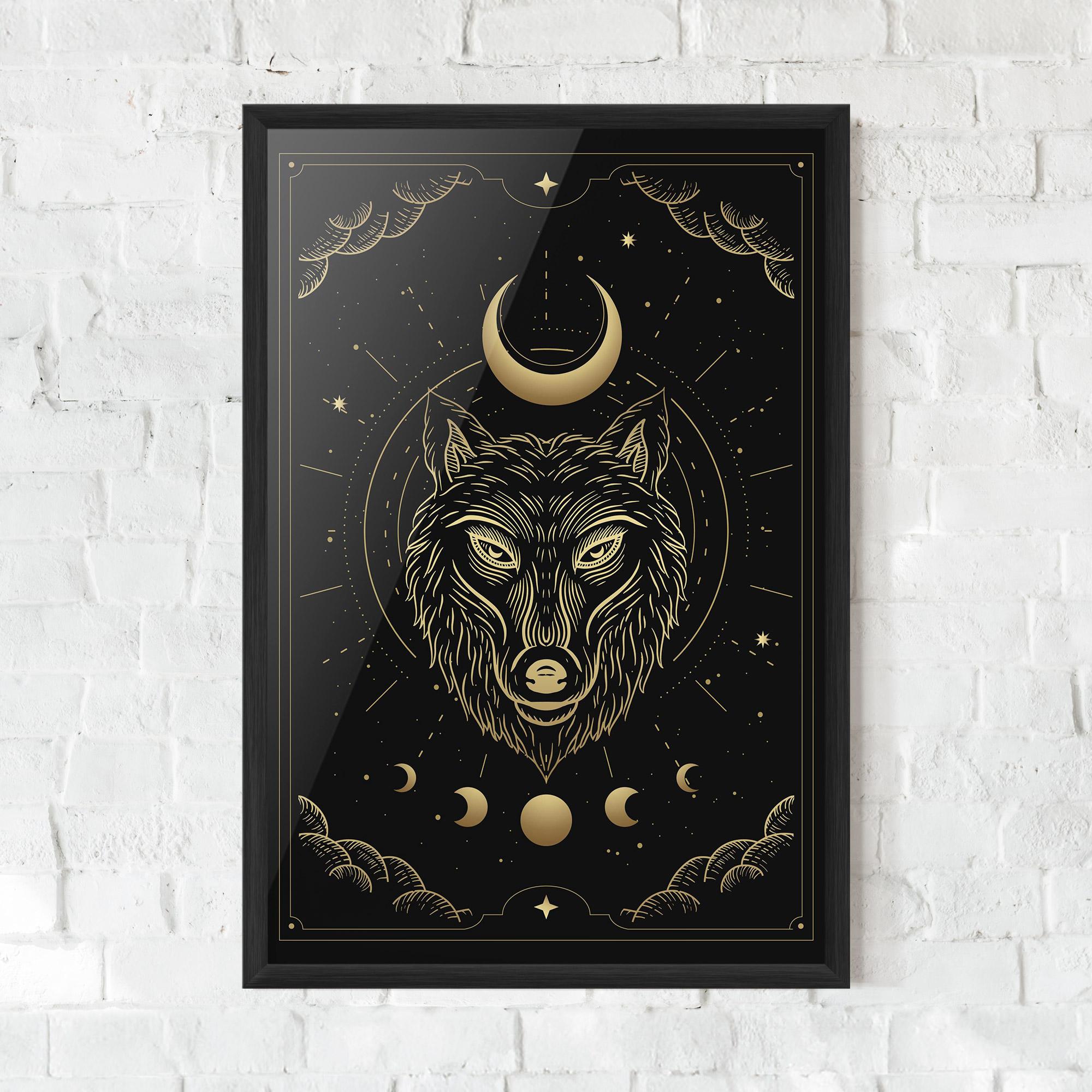 Poster Înrămat Gold Line Wolf mockup 0
