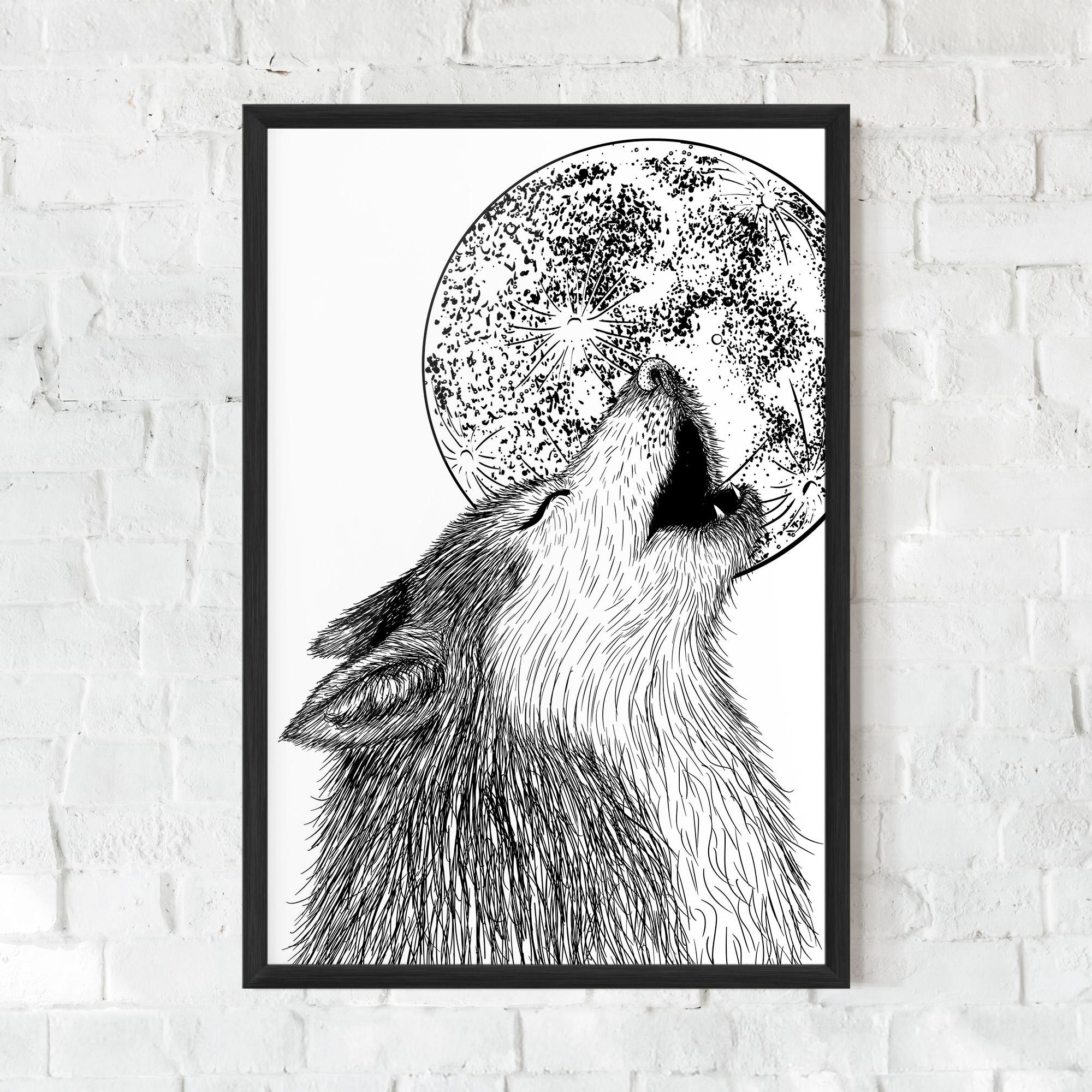 Poster Înrămat Pretty Moon Wolf mockup 0