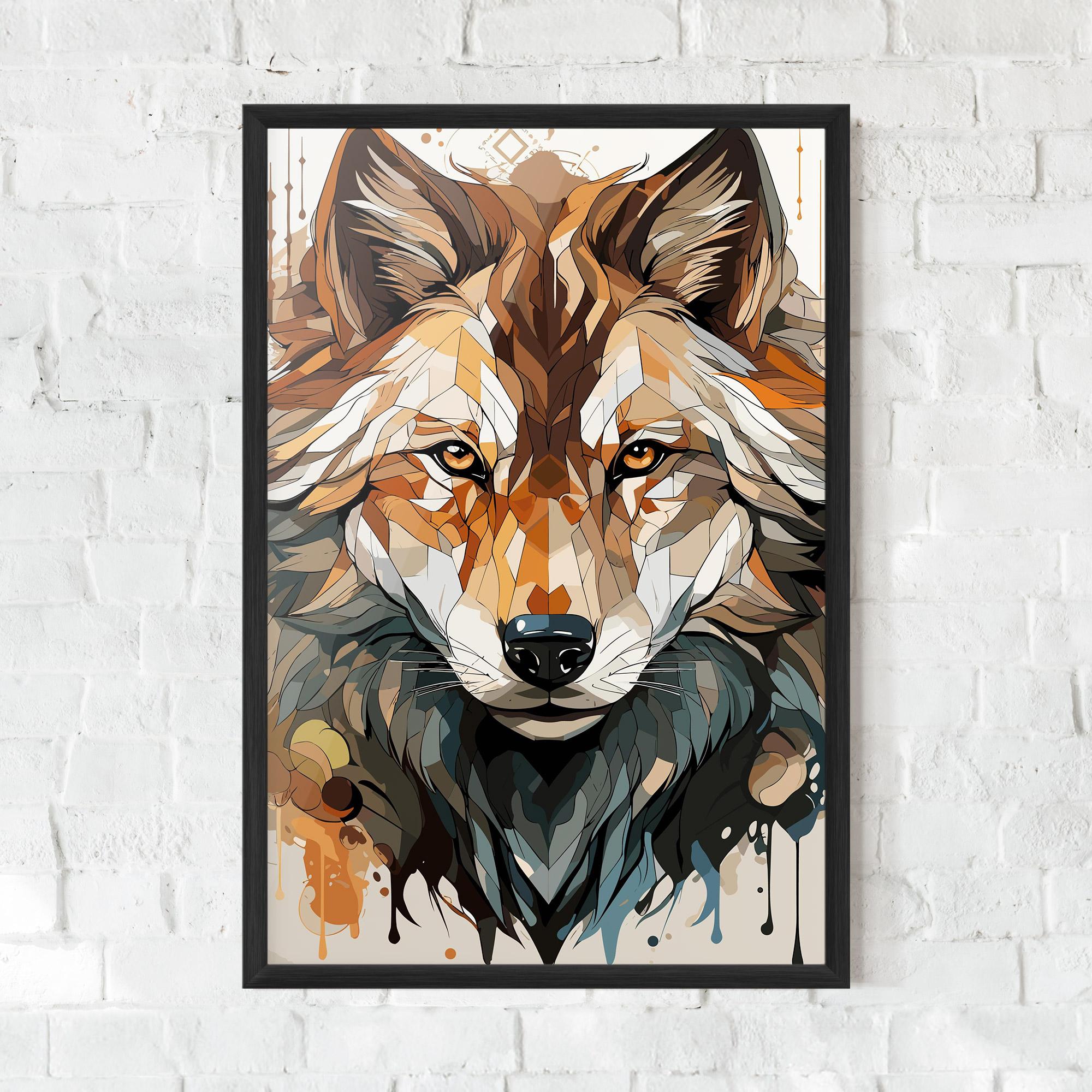 Poster Înrămat Pretty Orange Wolf mockup 0