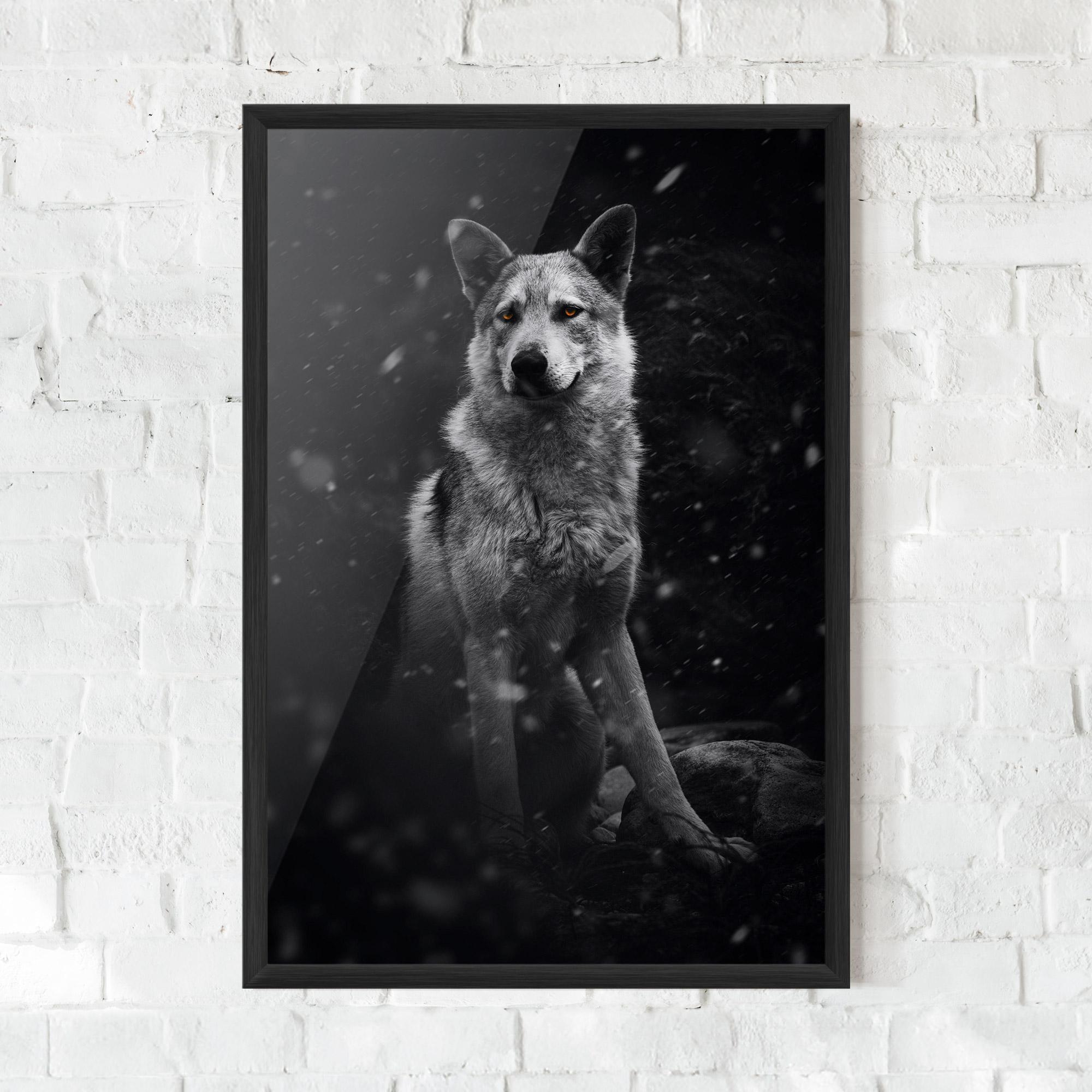 Poster Înrămat Sitting Wolf mockup 0