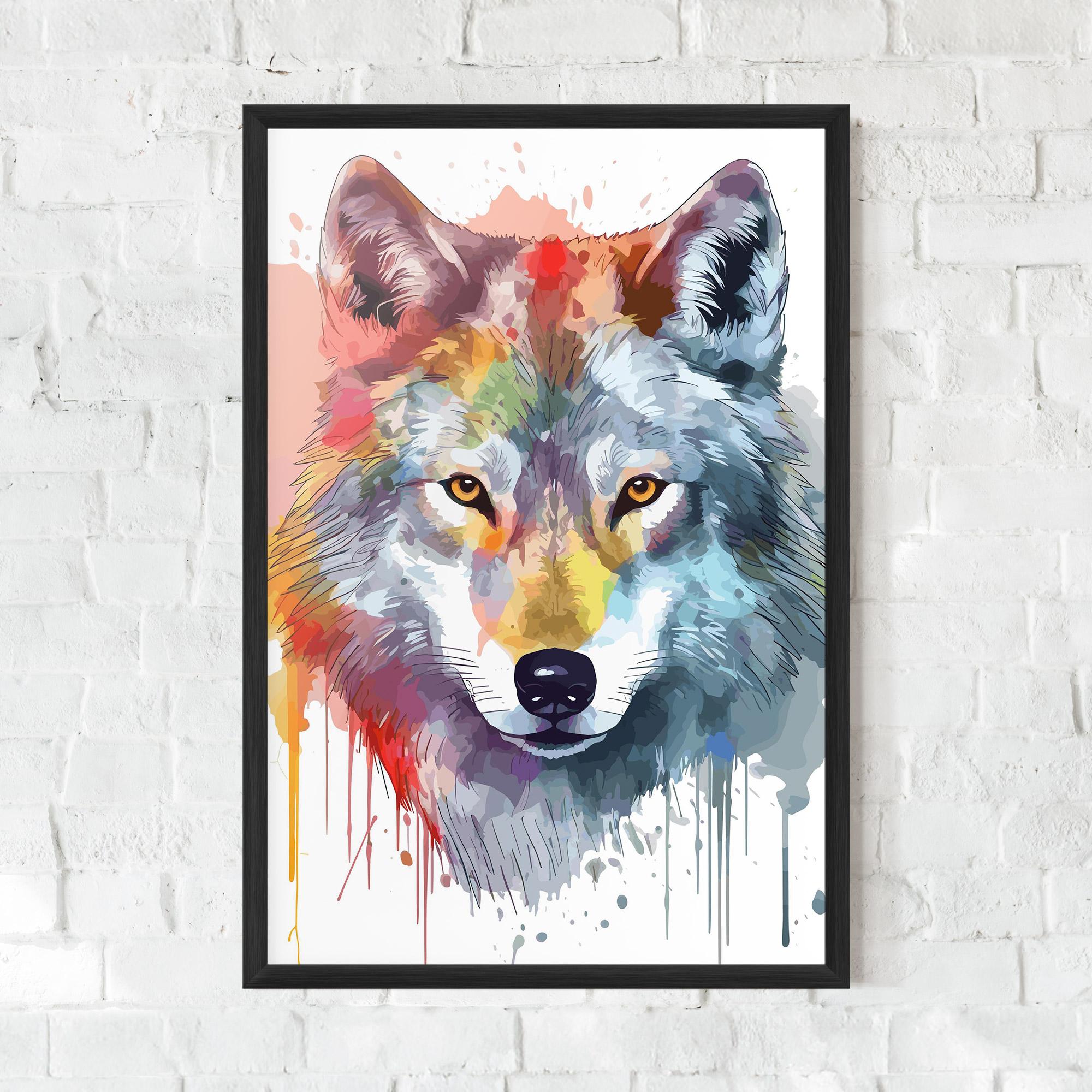 Poster Înrămat Watercolor Wolf mockup 0