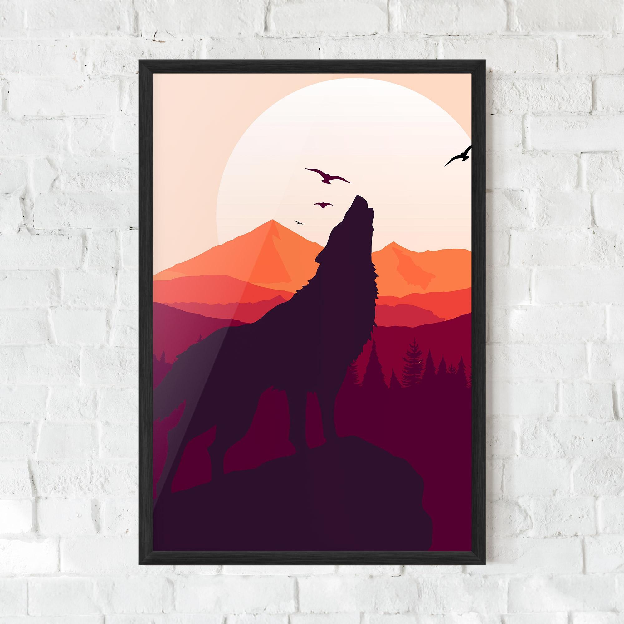 Poster Înrămat Wolf Pink Moon mockup 0