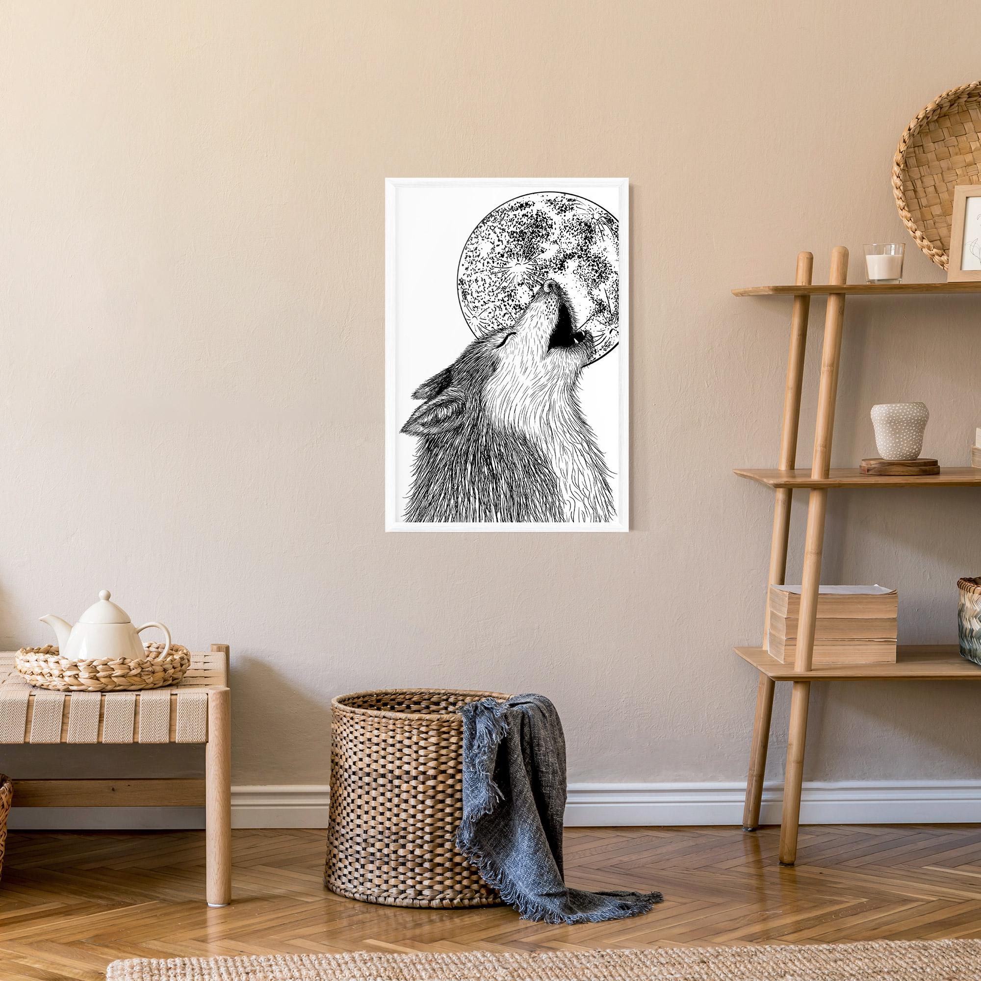 Poster Înrămat Pretty Moon Wolf mockup 9