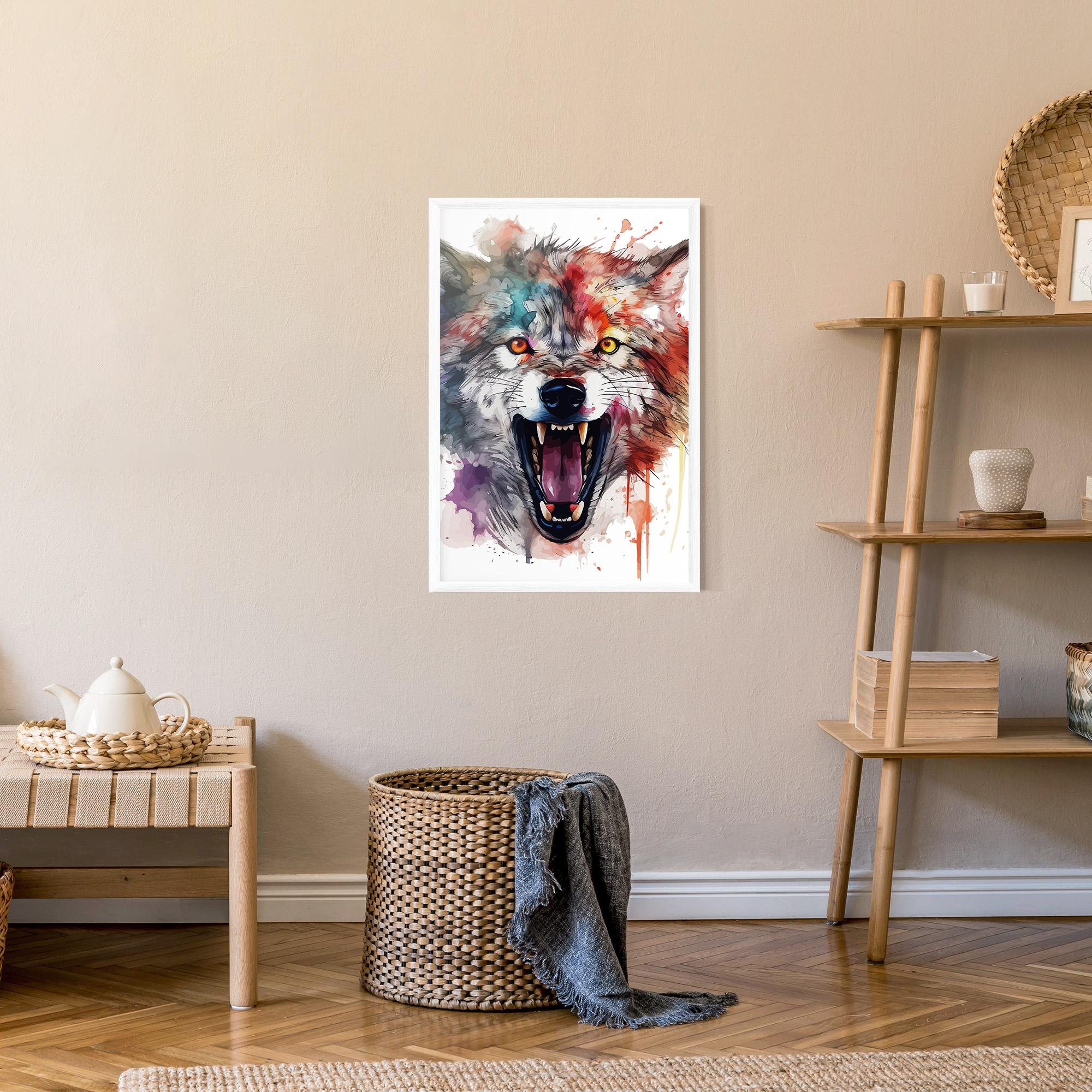 Poster Înrămat Watercolor Angry Wolf mockup 9