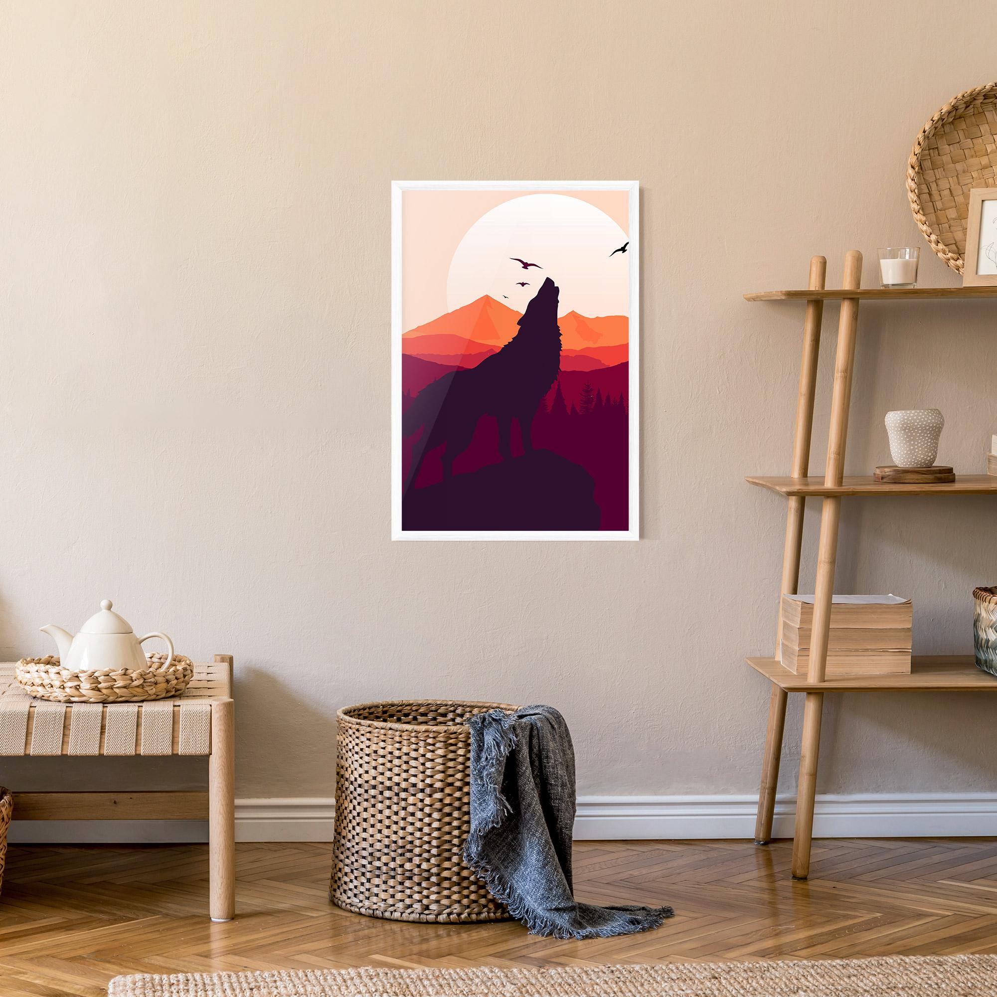 Poster Înrămat Wolf Pink Moon mockup 9