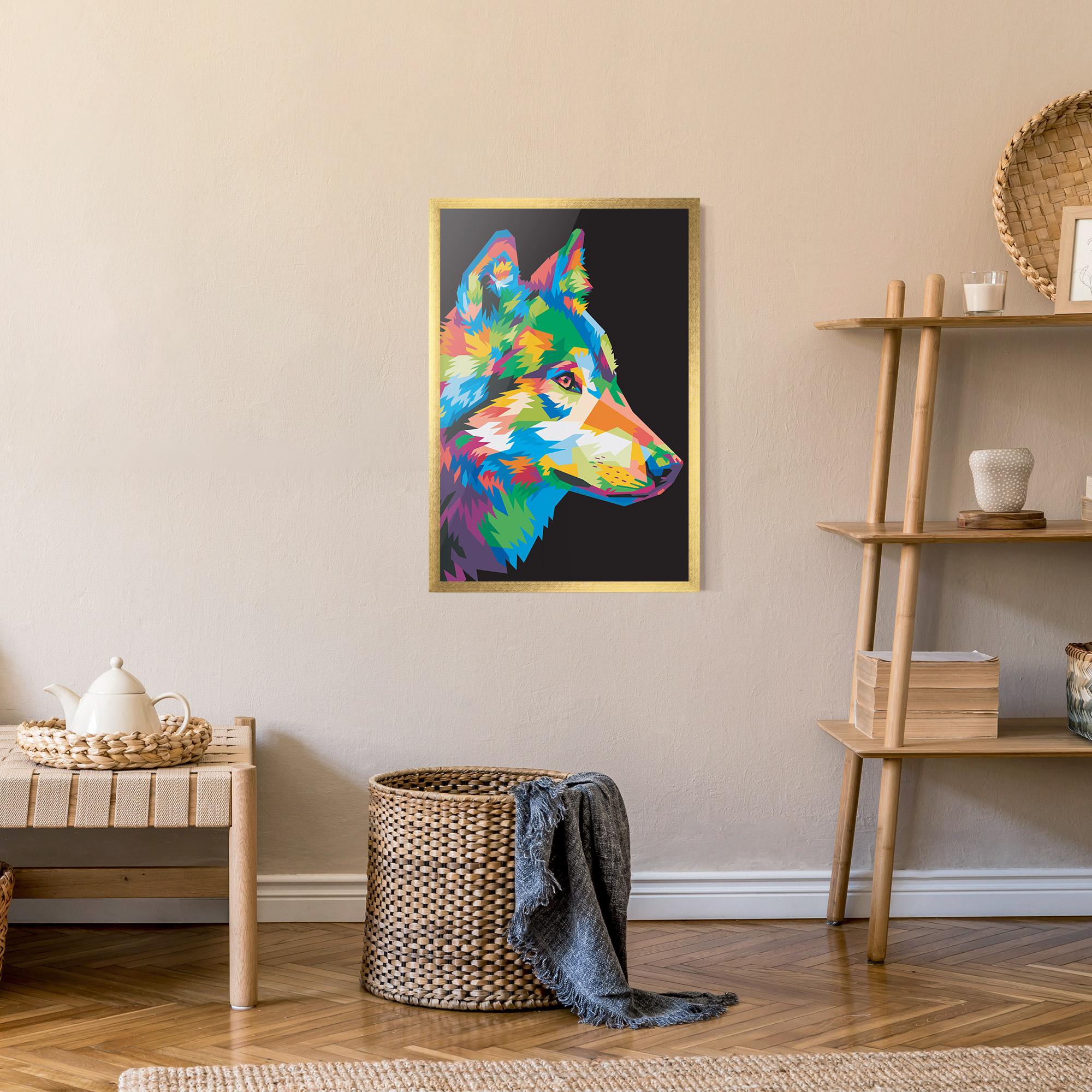 Poster Înrămat Colorful Wolf mockup 9