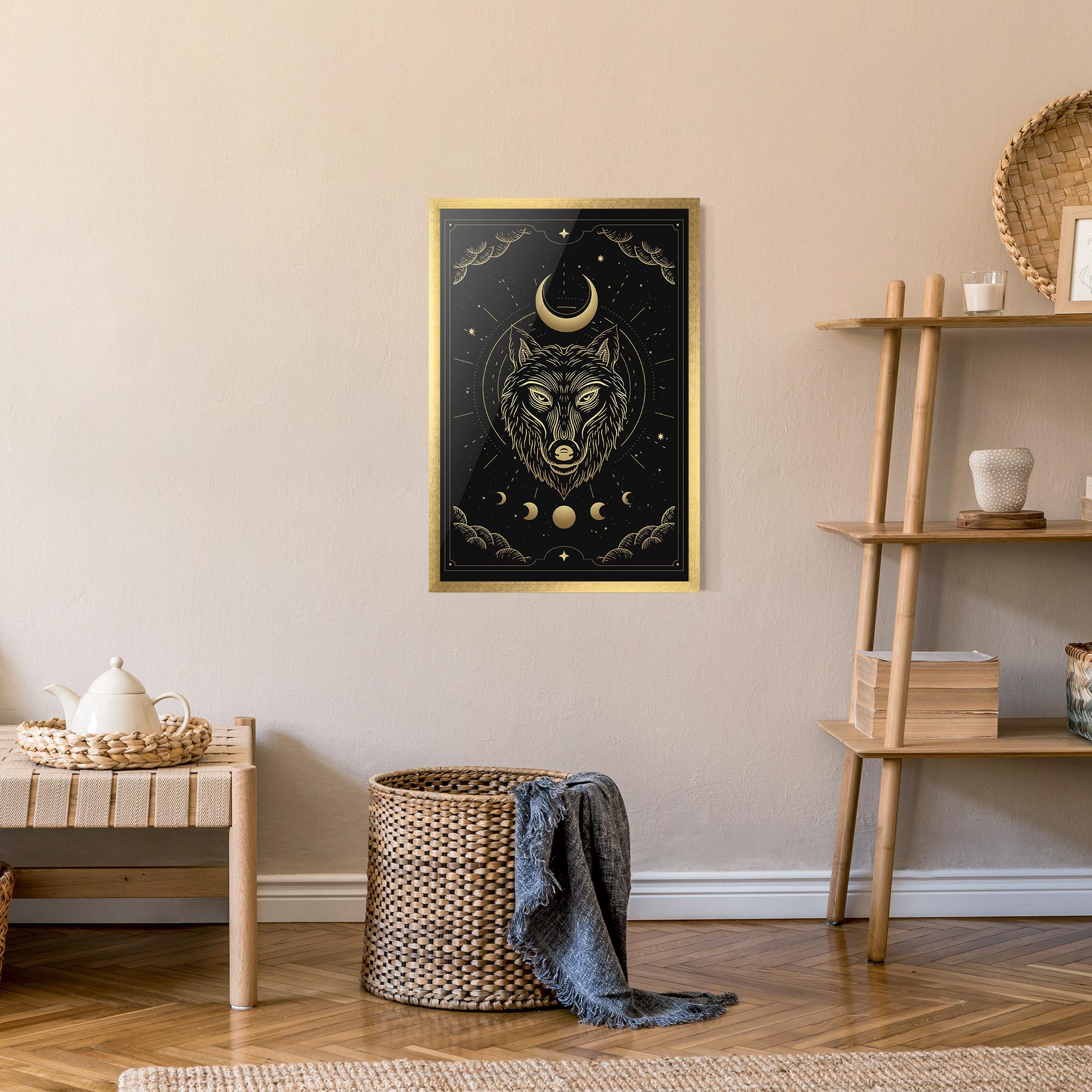 Poster Înrămat Gold Line Wolf mockup 9
