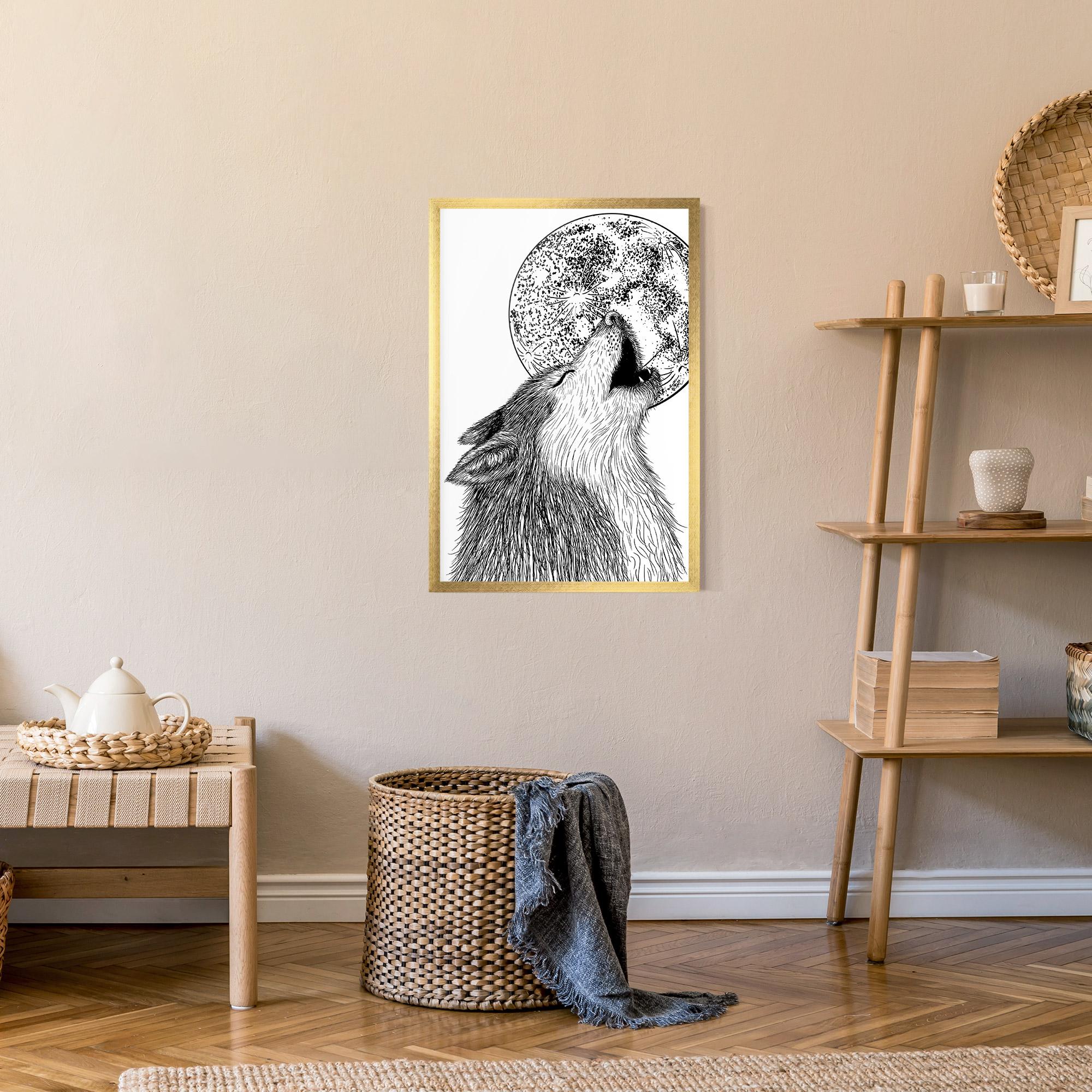 Poster Înrămat Pretty Moon Wolf mockup 9