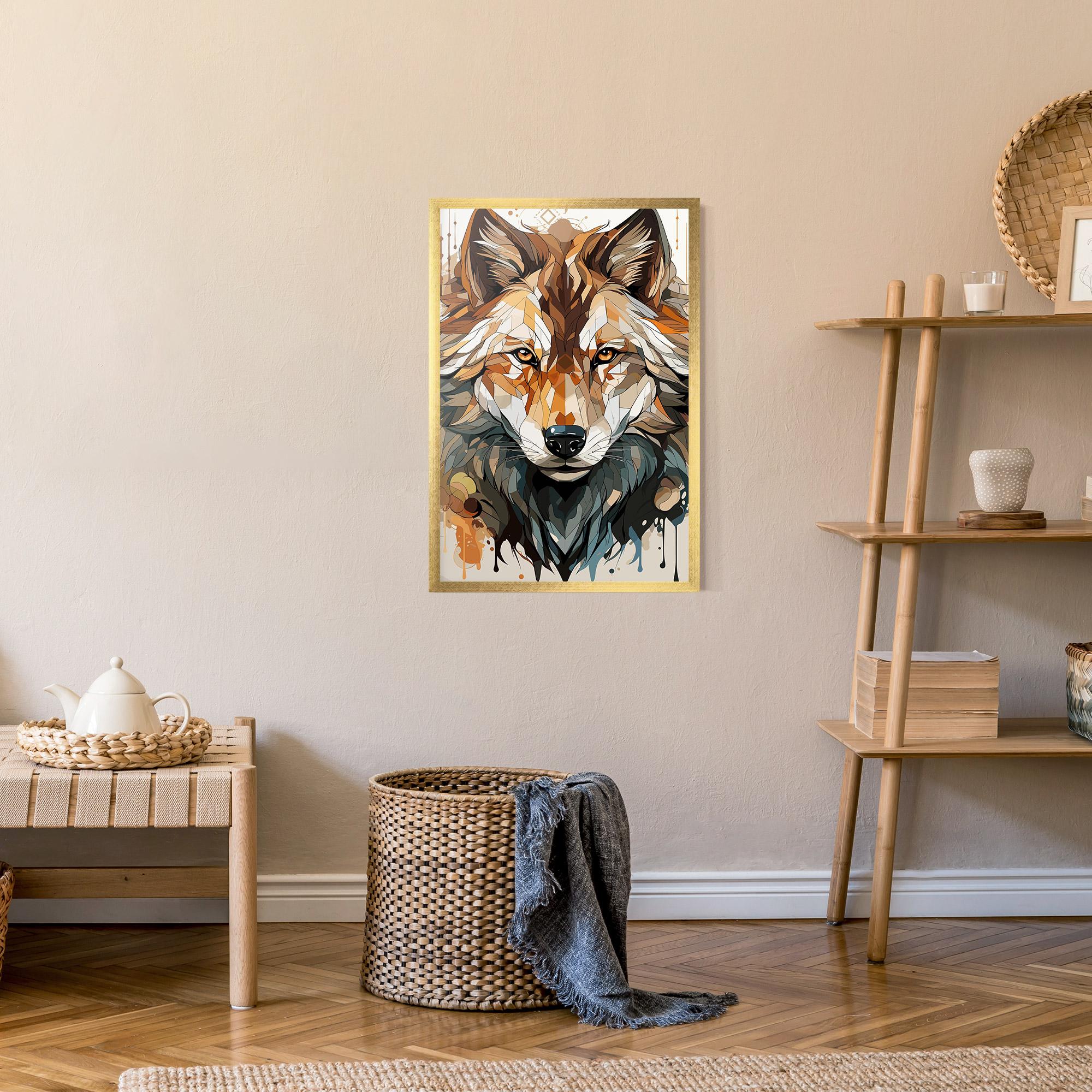 Poster Înrămat Pretty Orange Wolf mockup 9