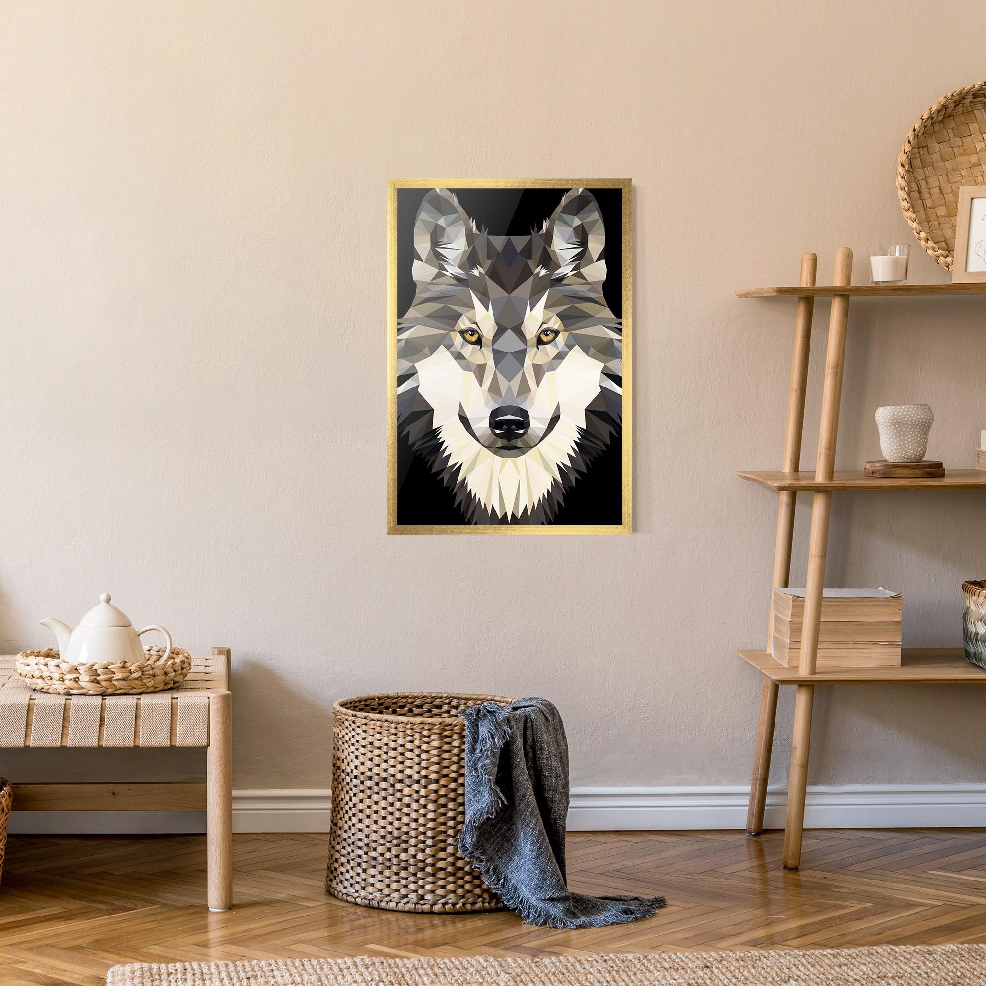 Poster Înrămat Pretty Wolf Head mockup 9
