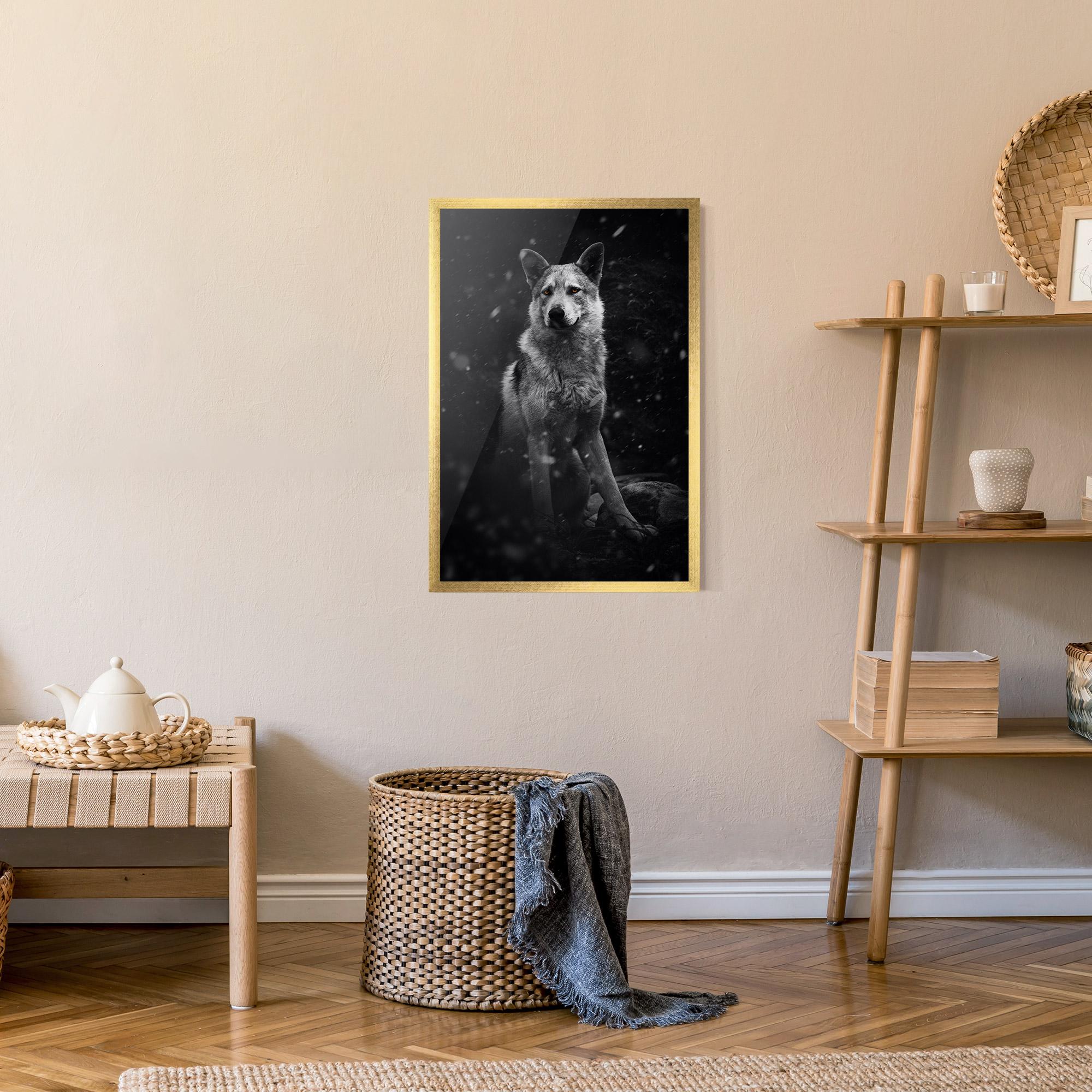 Poster Înrămat Sitting Wolf mockup 9