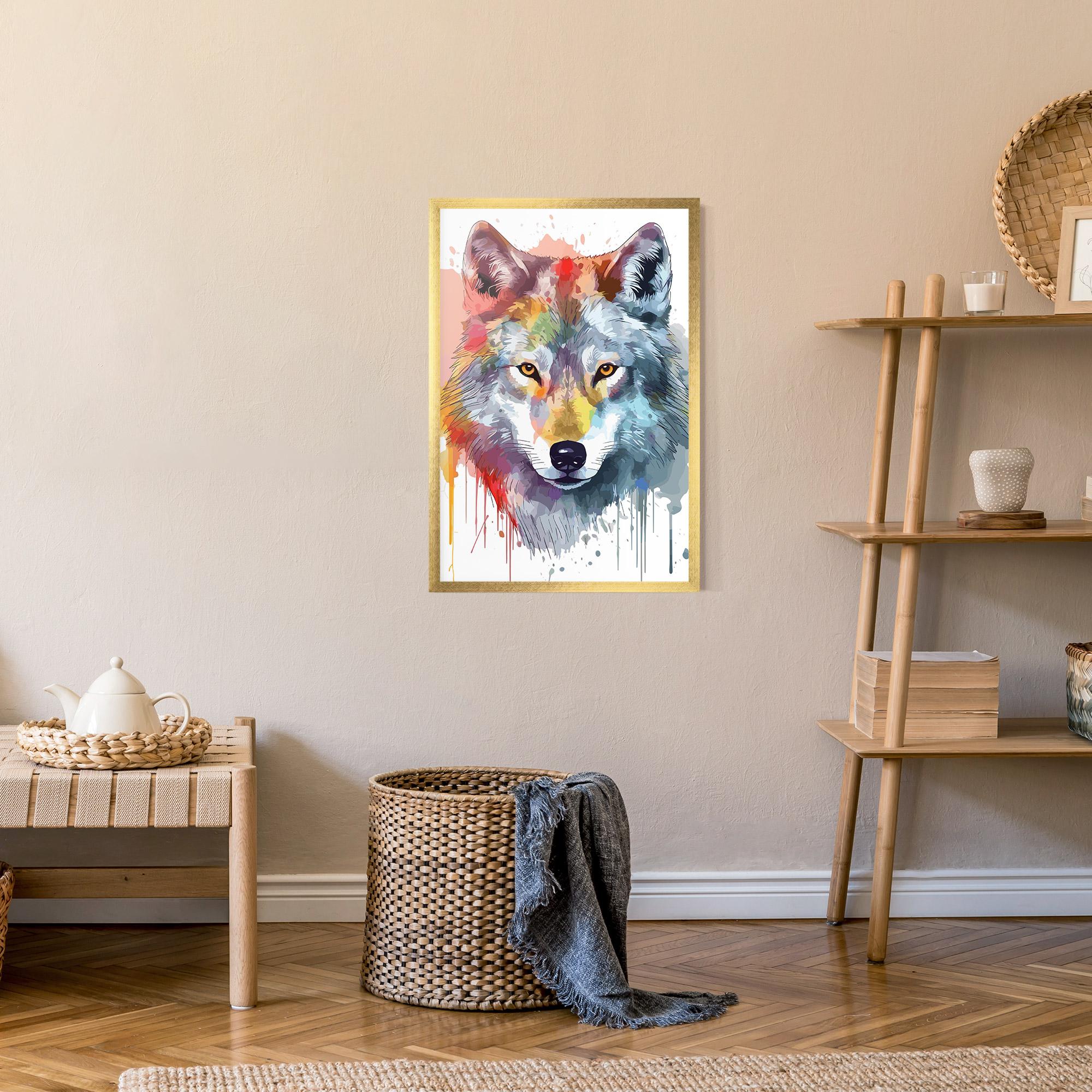 Poster Înrămat Watercolor Wolf mockup 9