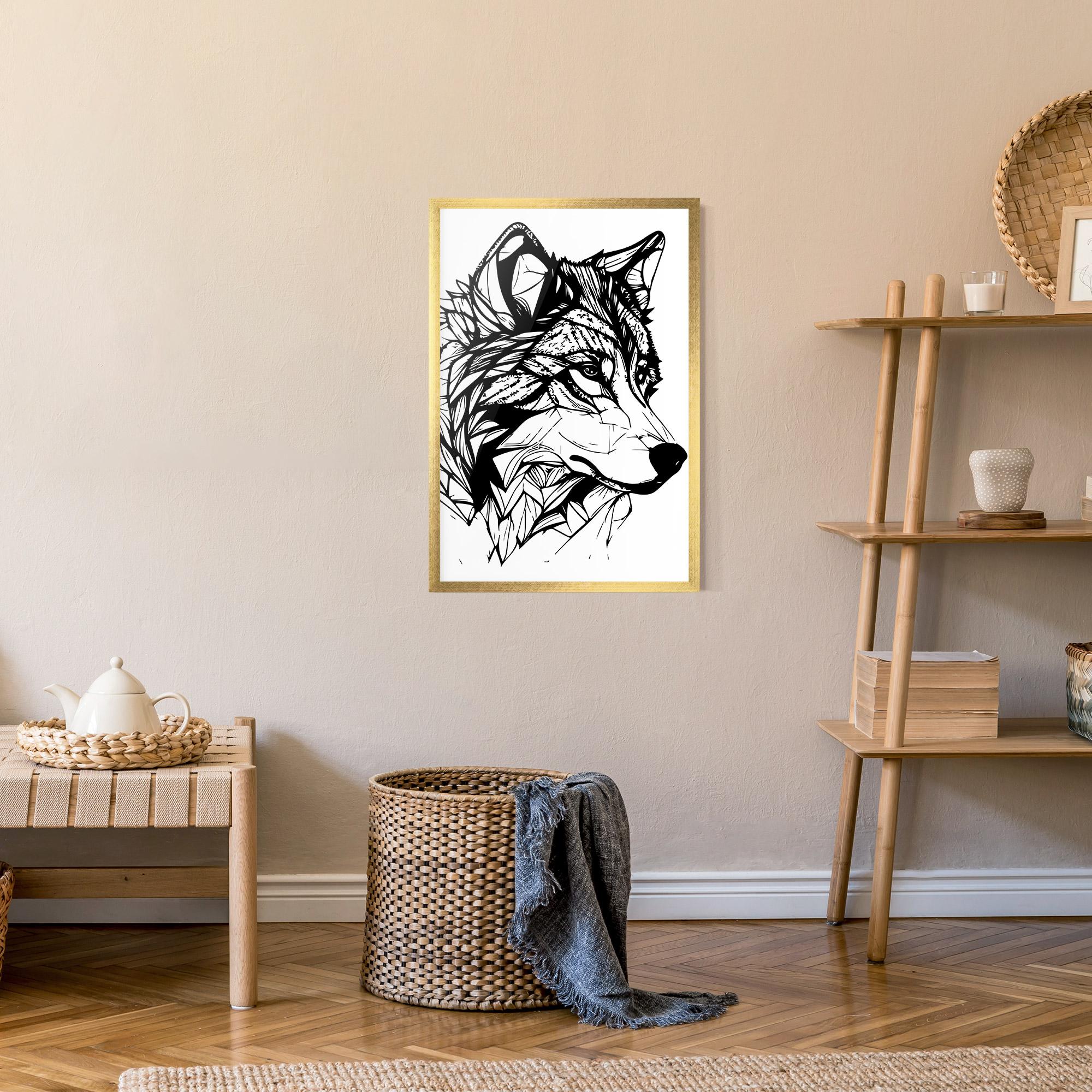 Poster Înrămat Wolf Head Line mockup 9