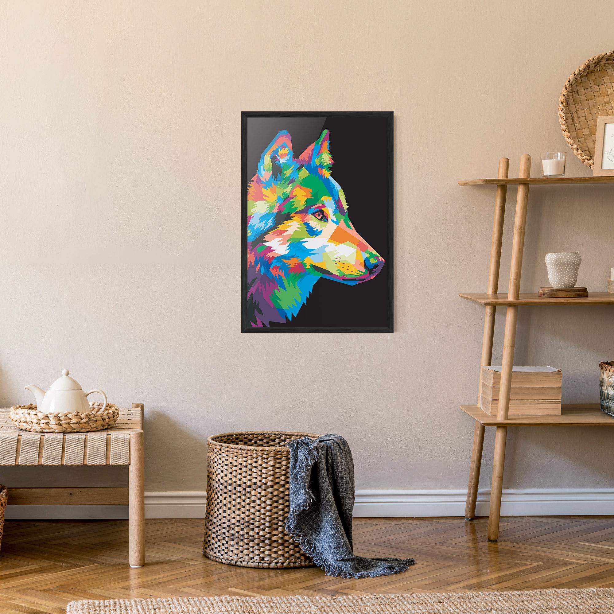 Poster Înrămat Colorful Wolf mockup 9