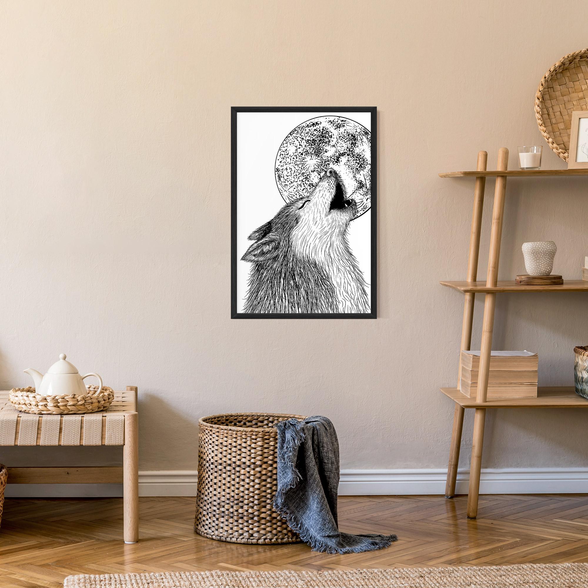 Poster Înrămat Pretty Moon Wolf mockup 9