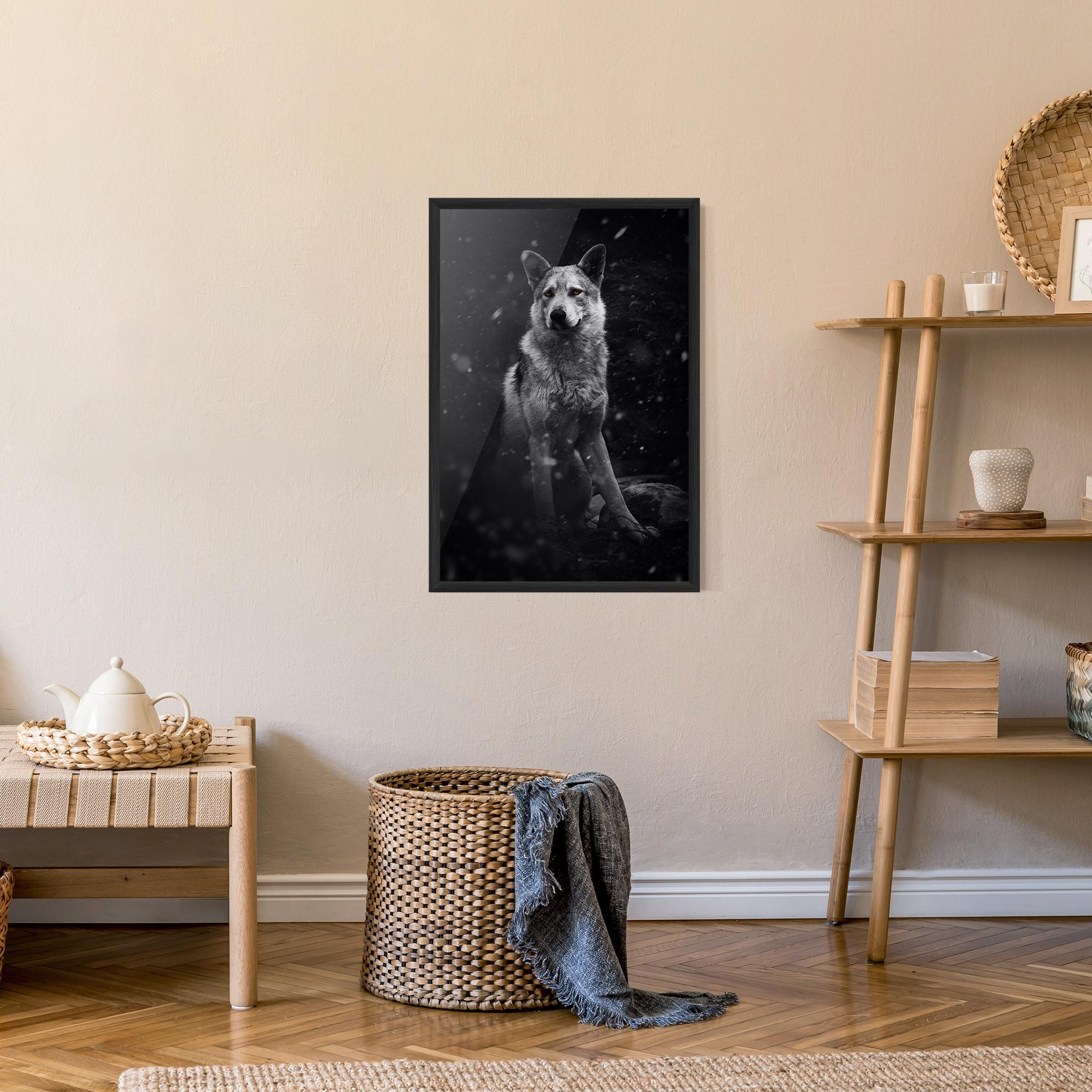 Poster Înrămat Sitting Wolf mockup 9