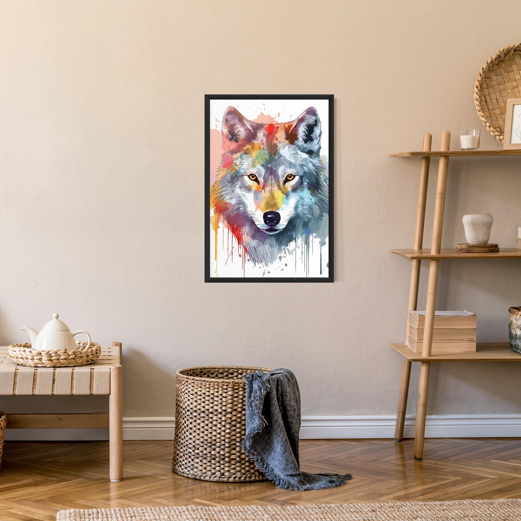 Poster Înrămat Watercolor Wolf mockup 9