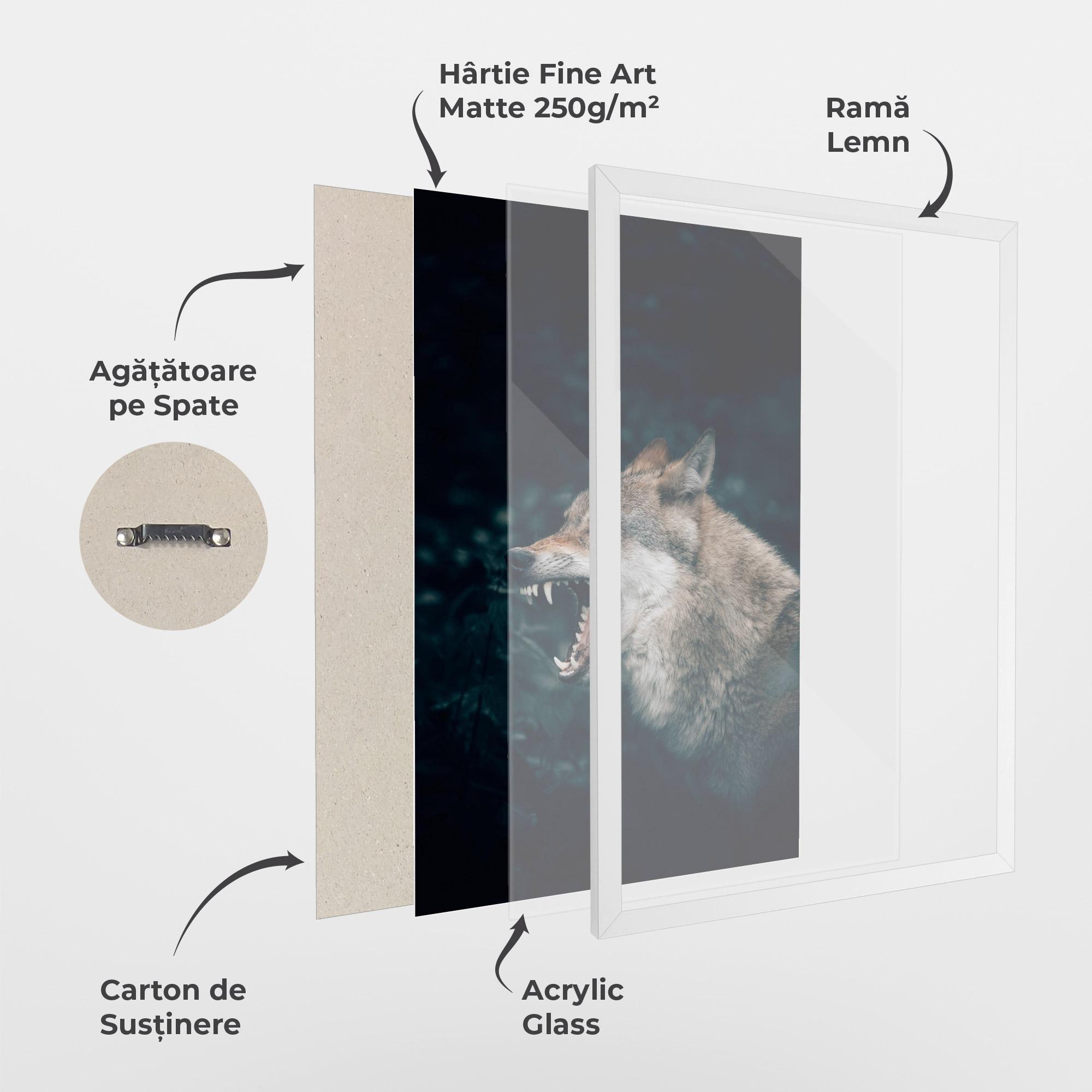 Poster Înrămat Angry Wolf In The Forest mockup 1