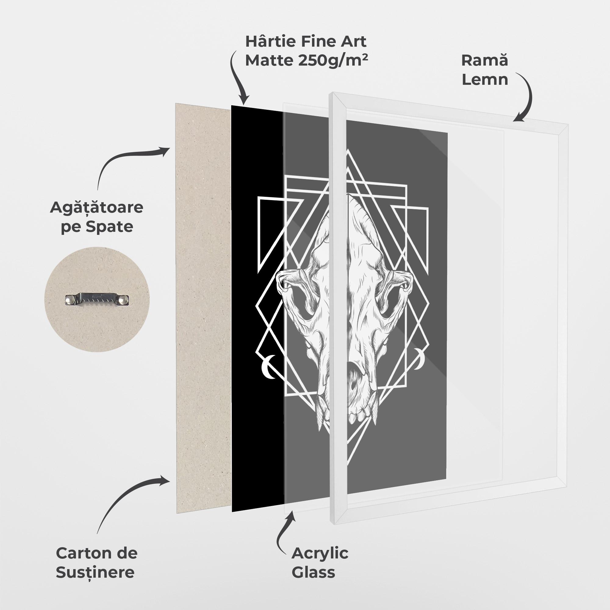 Poster Înrămat Dark Wolf Skull mockup 1