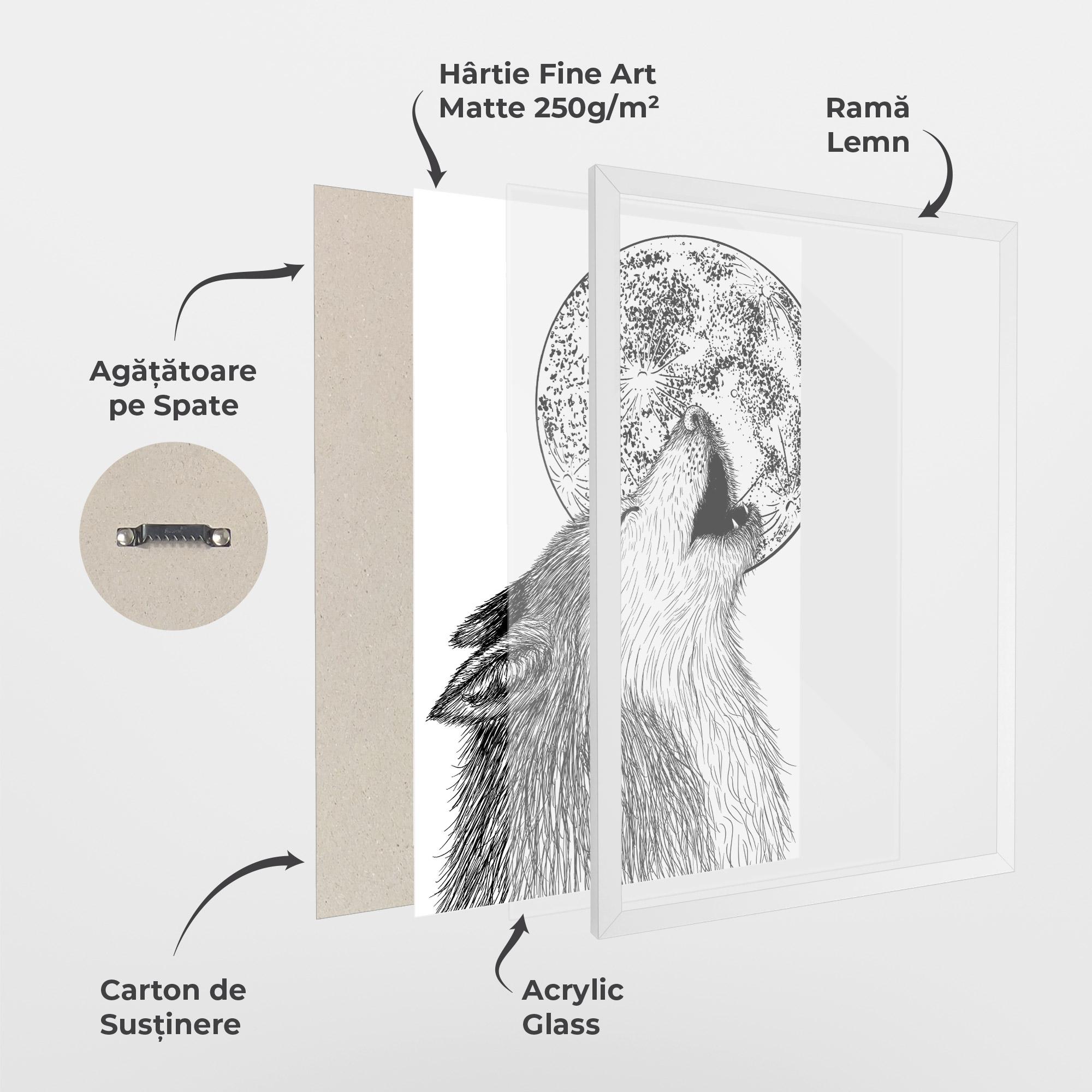 Poster Înrămat Pretty Moon Wolf mockup 1