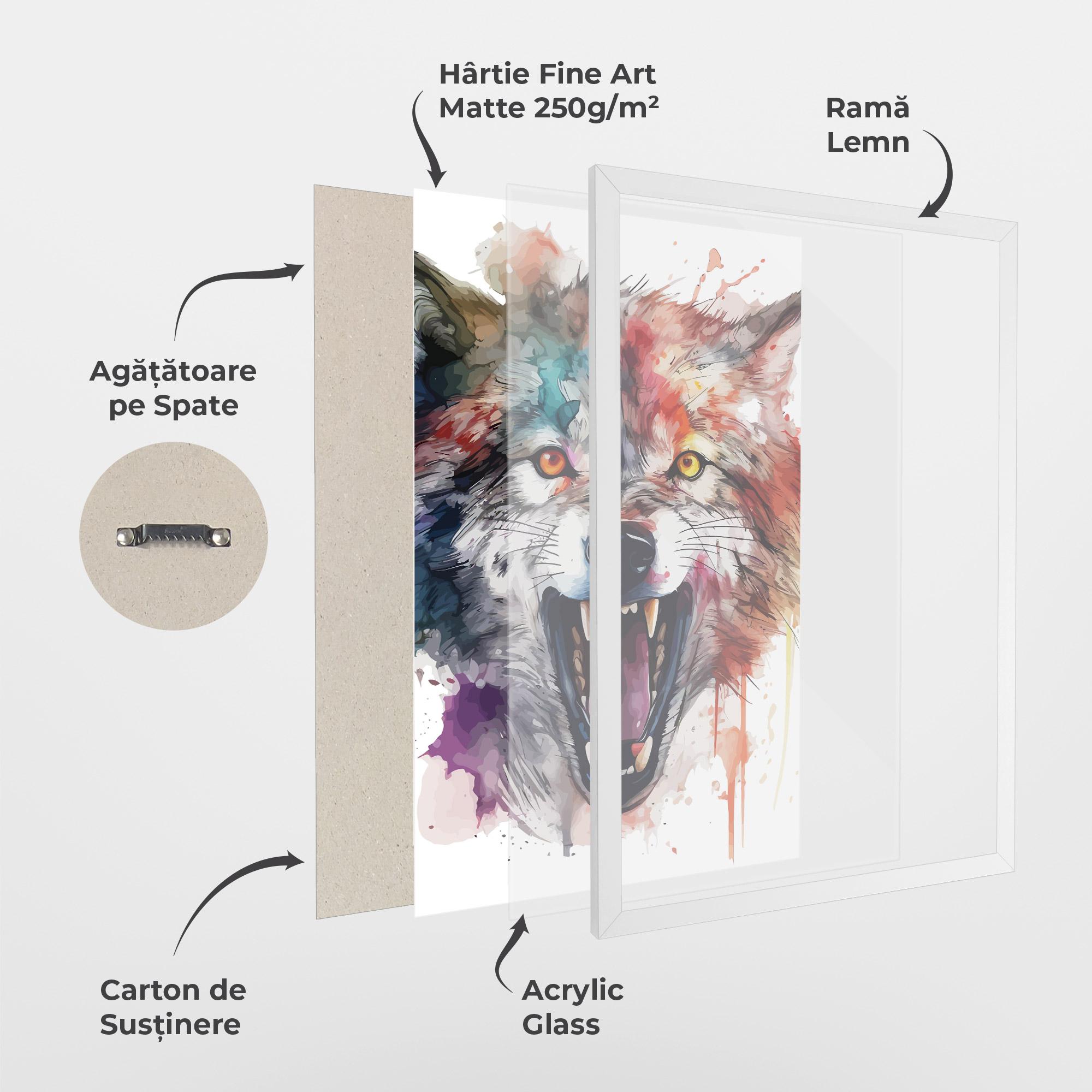 Poster Înrămat Watercolor Angry Wolf mockup 1