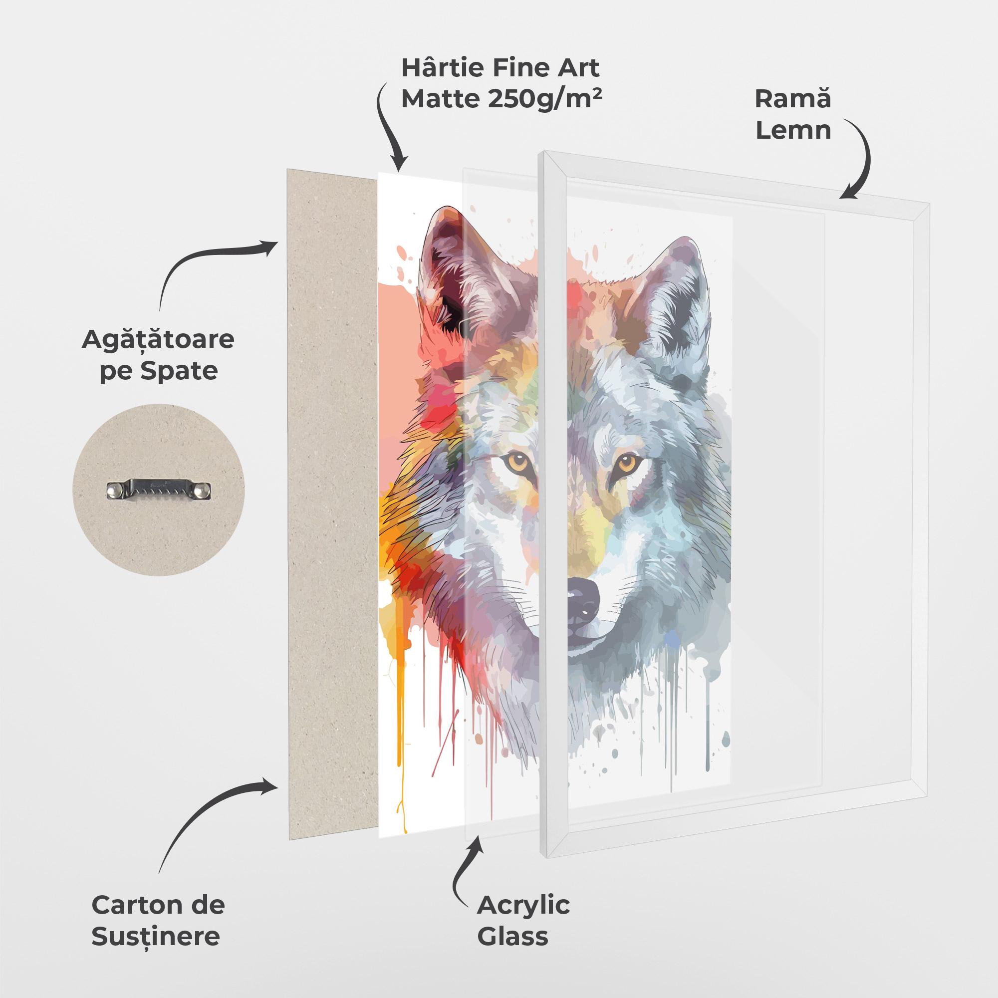 Poster Înrămat Watercolor Wolf mockup 1