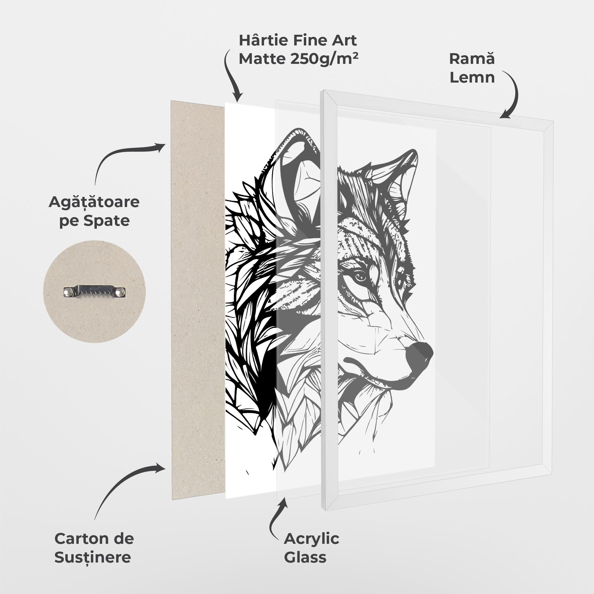 Poster Înrămat Wolf Head Line mockup 1
