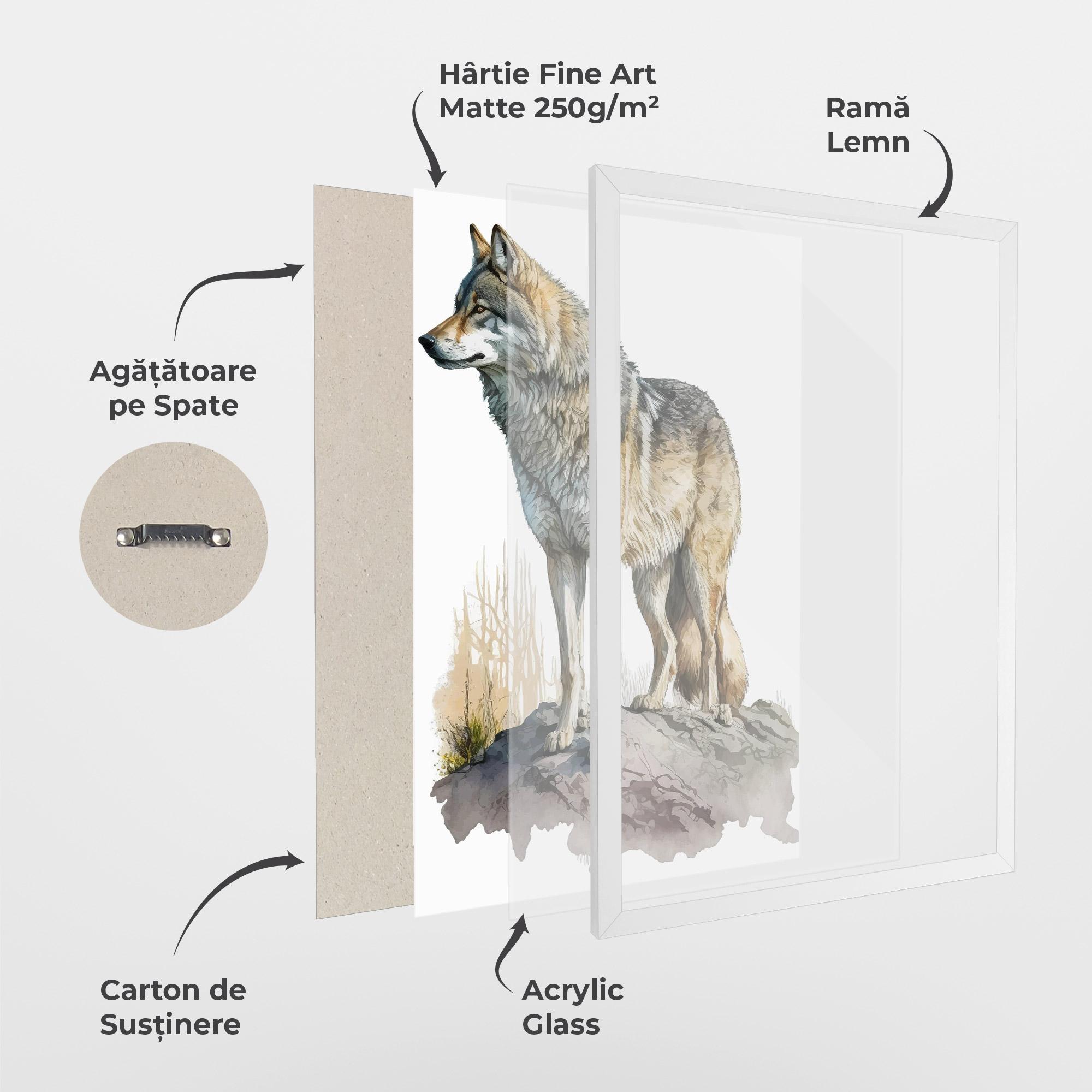 Poster Înrămat Wolf On Rock mockup 1