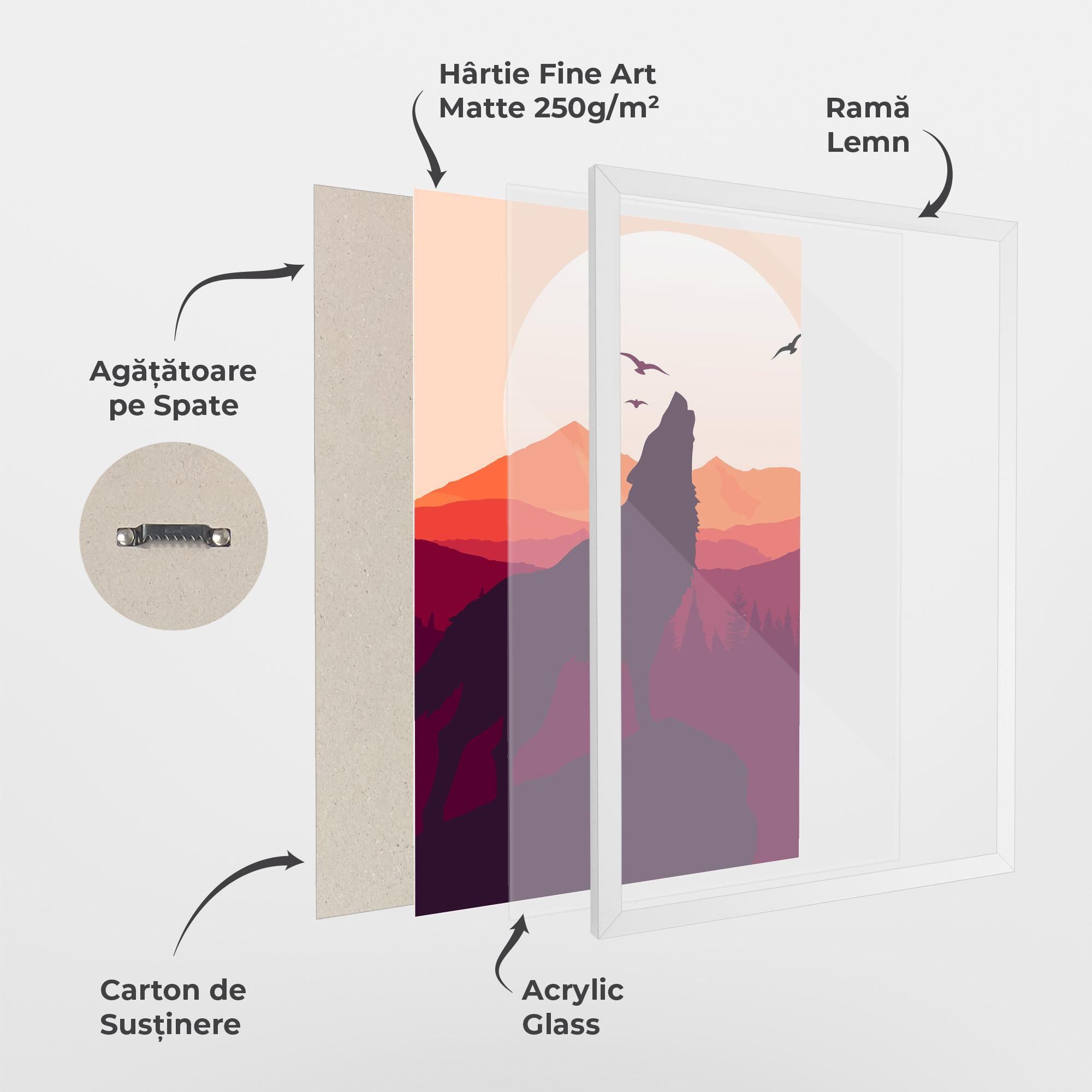 Poster Înrămat Wolf Pink Moon mockup 1