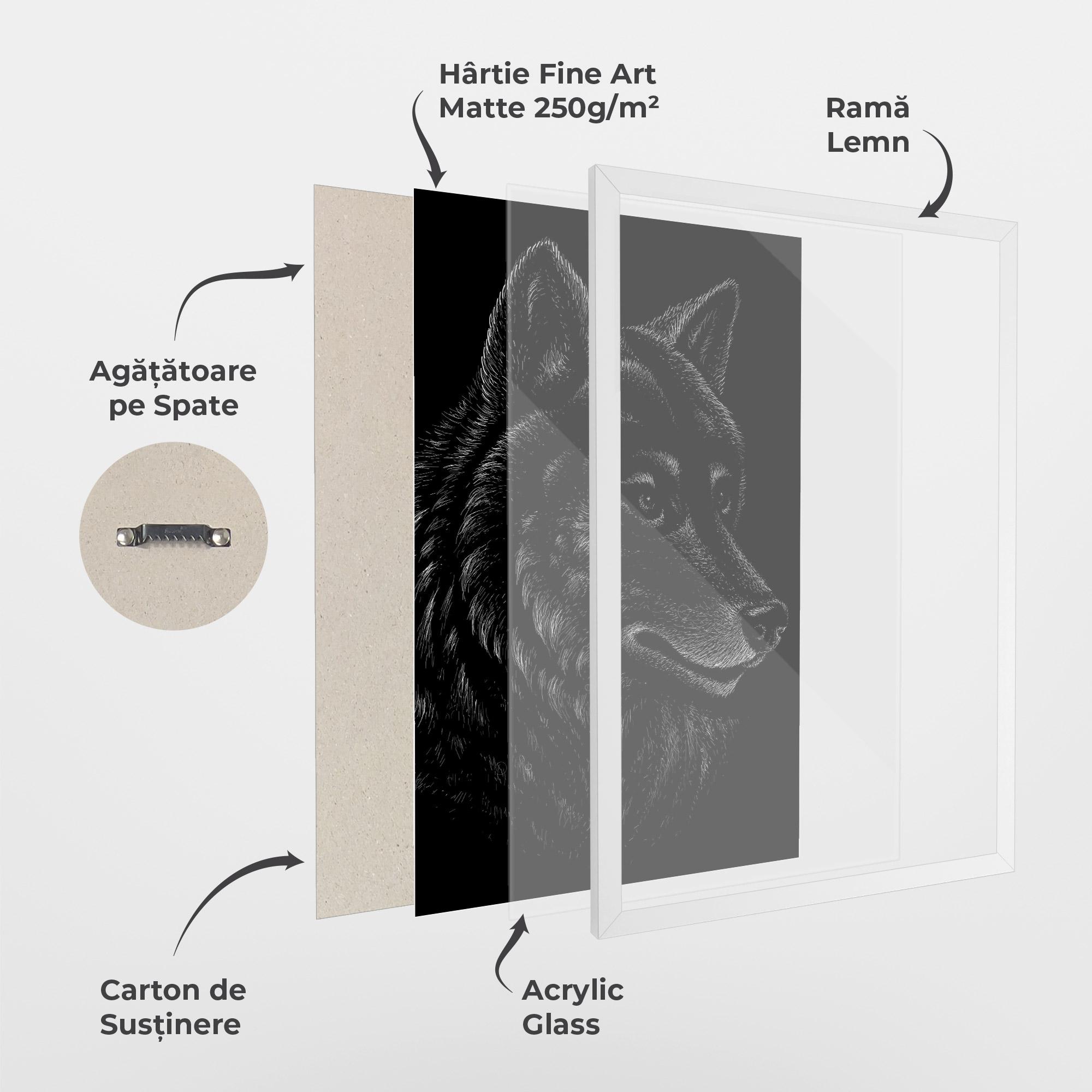 Poster Înrămat Wolf Shillouette Head mockup 1