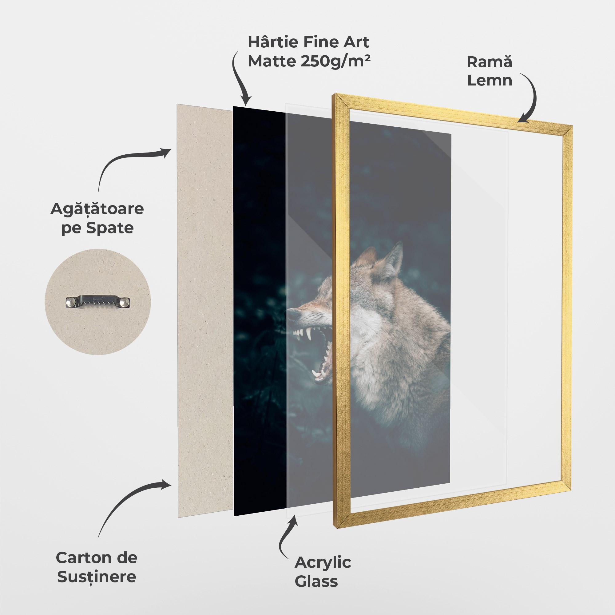 Poster Înrămat Angry Wolf In The Forest mockup 1