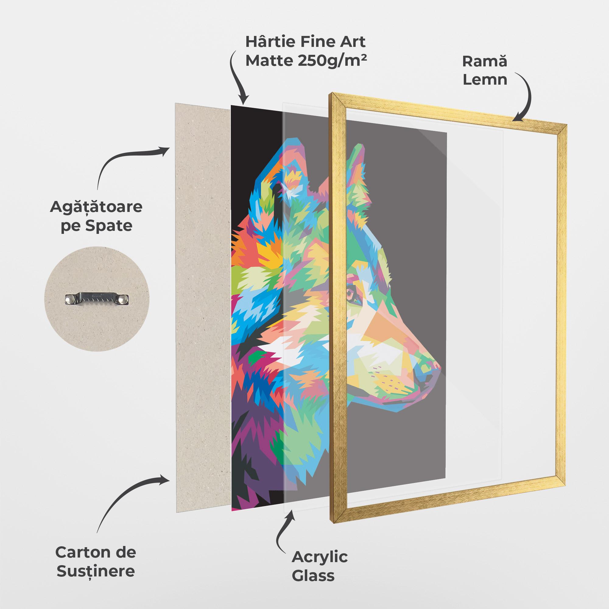 Poster Înrămat Colorful Wolf mockup 1