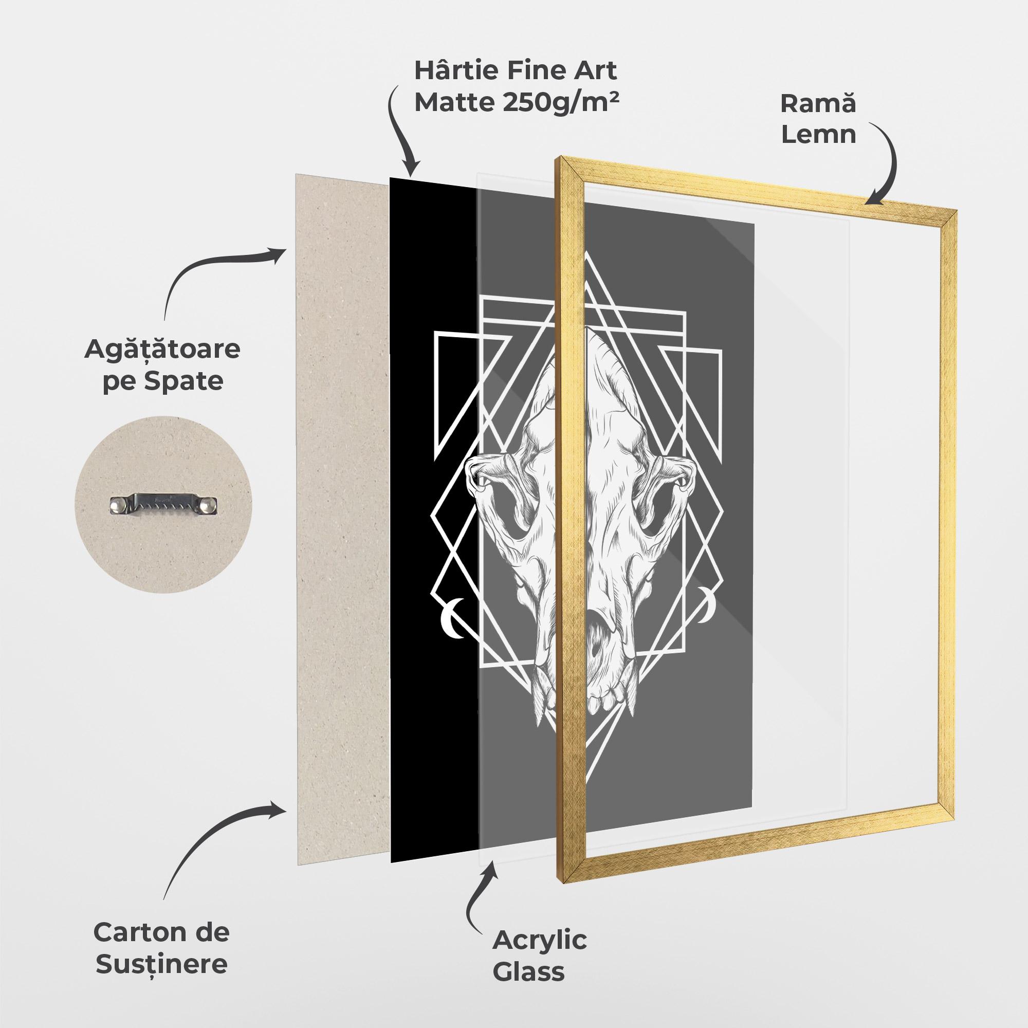 Poster Înrămat Dark Wolf Skull mockup 1